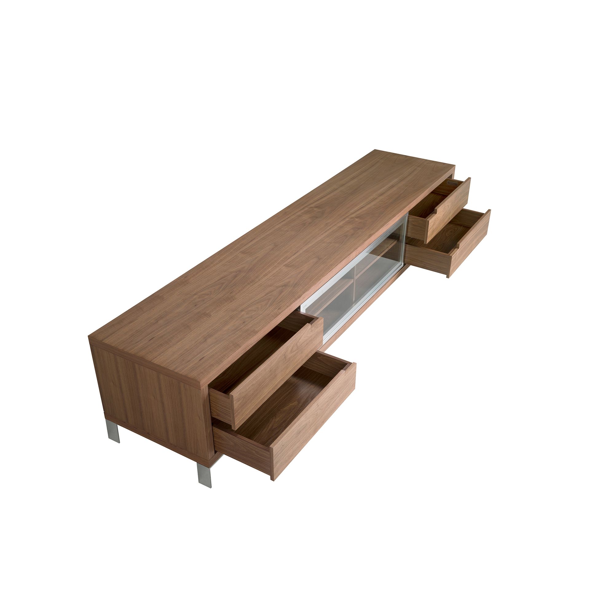 TV stand walnut and chromed steel