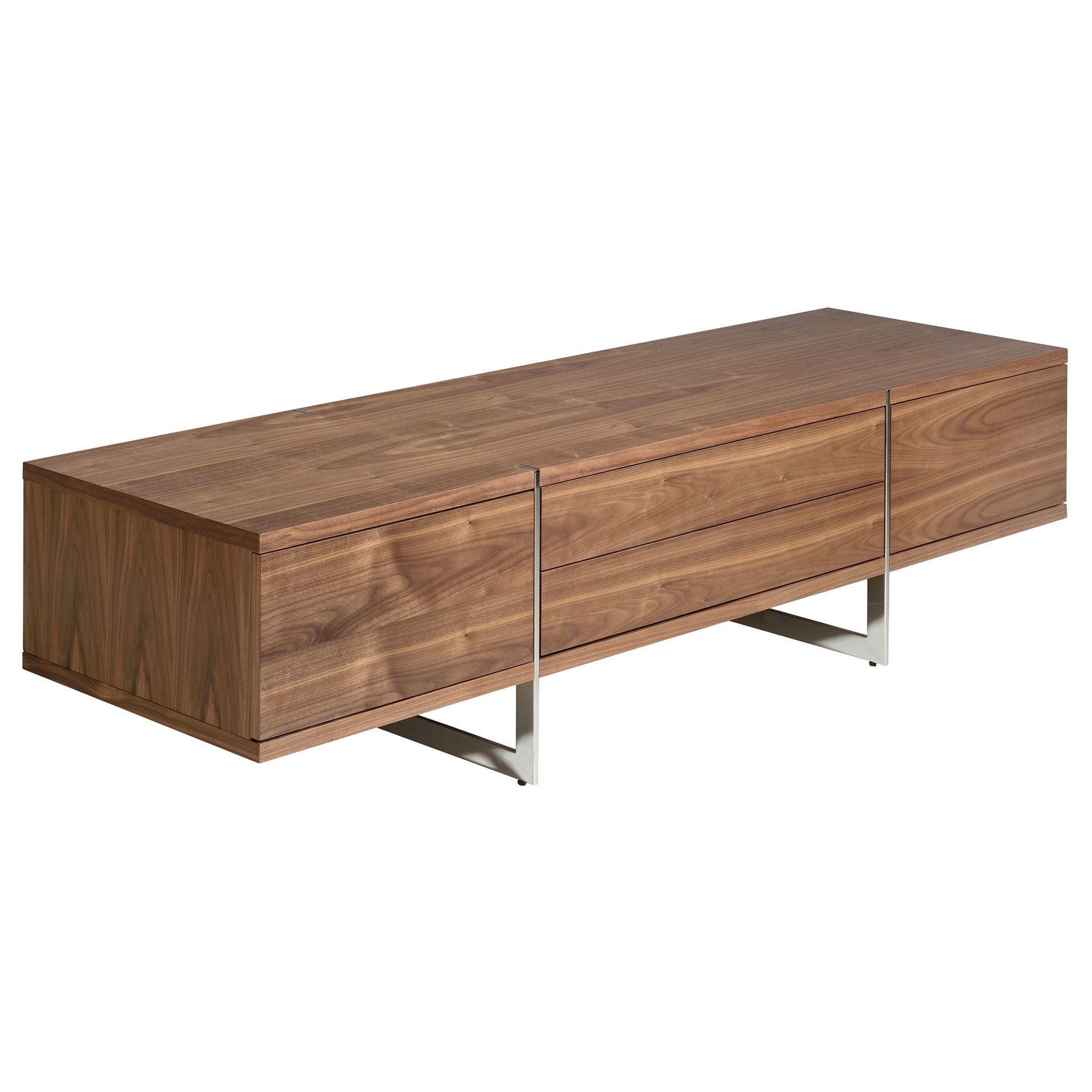 TV stand walnut and chromed steel