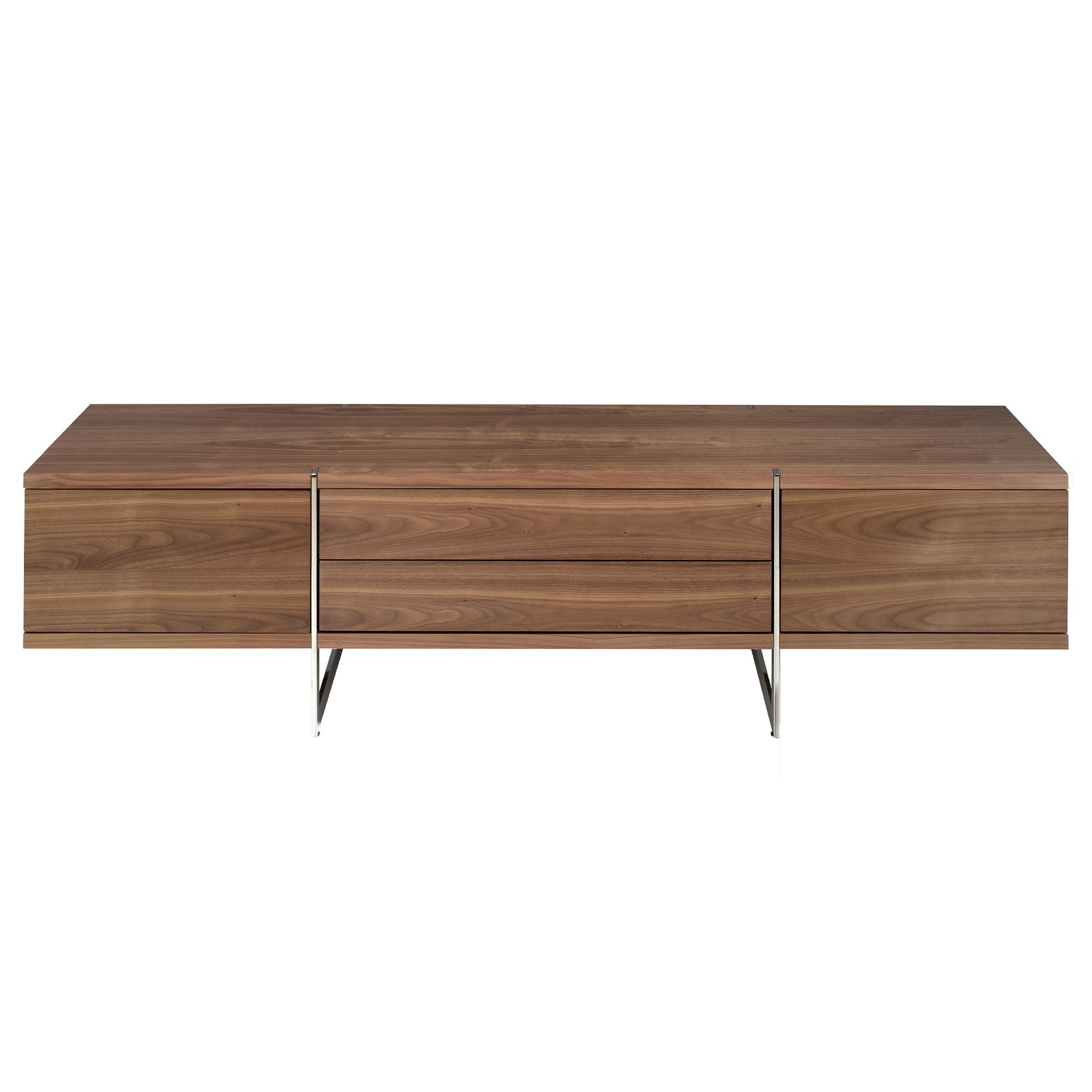 TV stand walnut and chromed steel