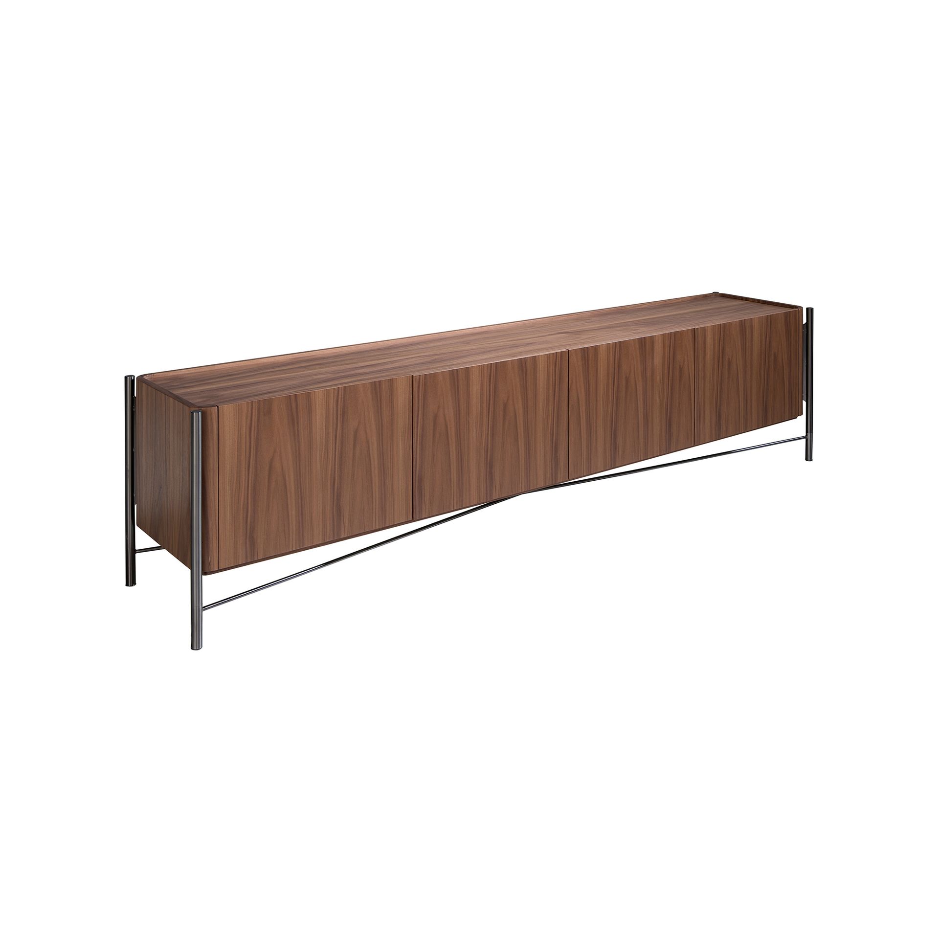 TV stand walnut and dark steel