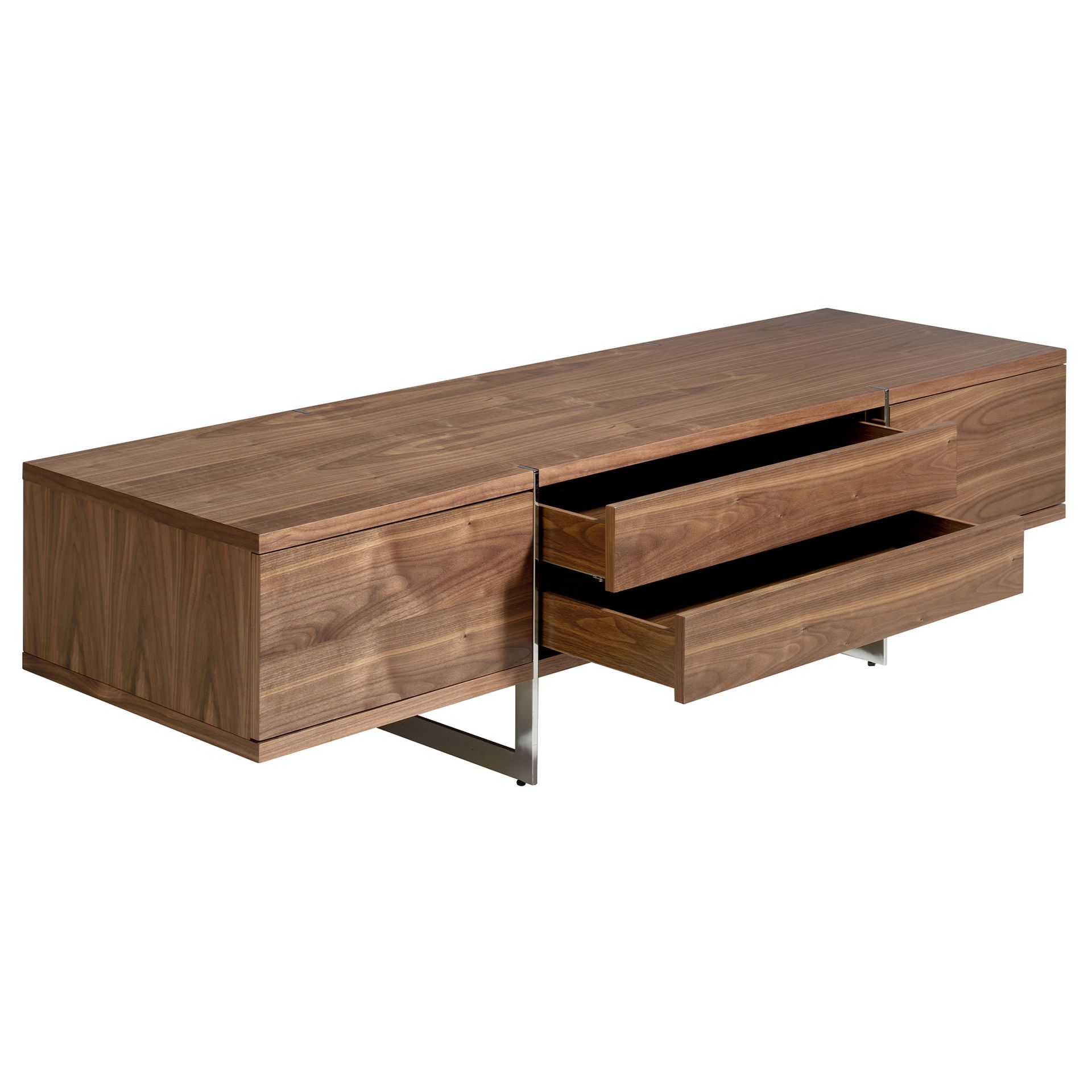 TV stand walnut and chromed steel