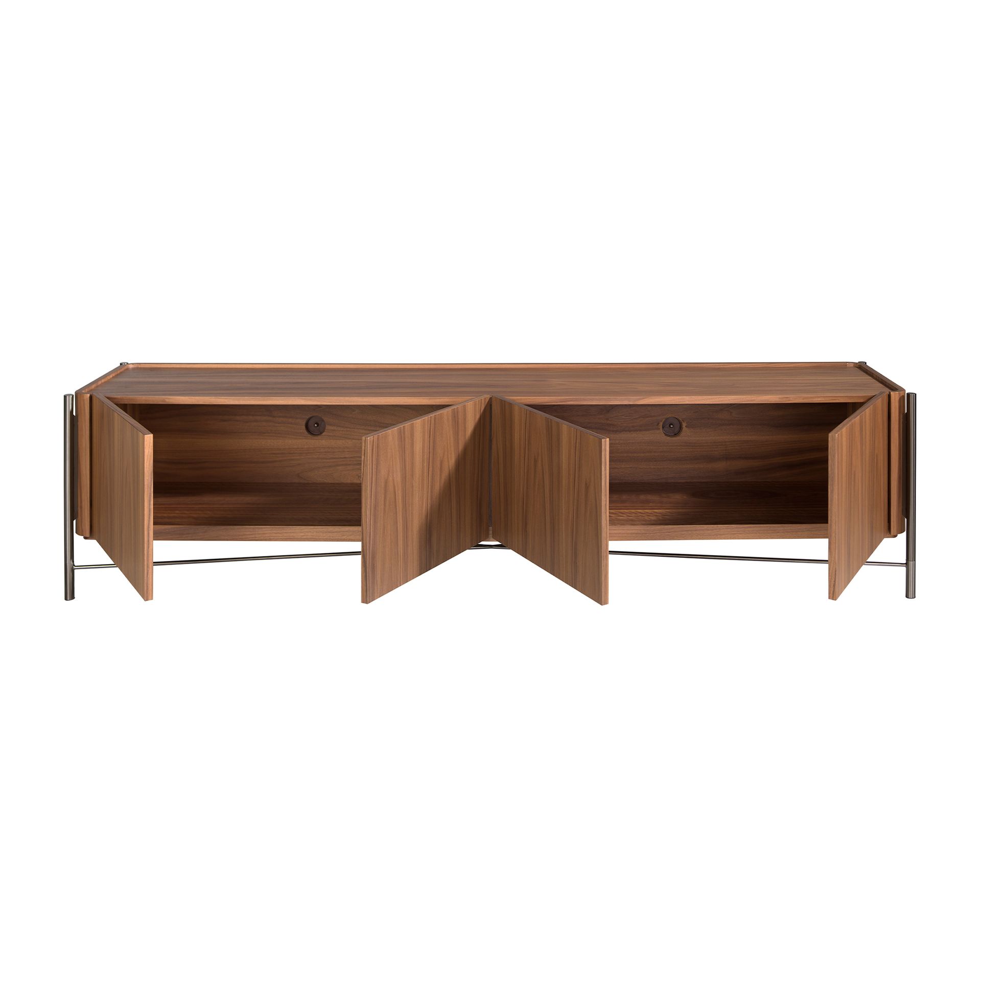 TV stand walnut and dark steel