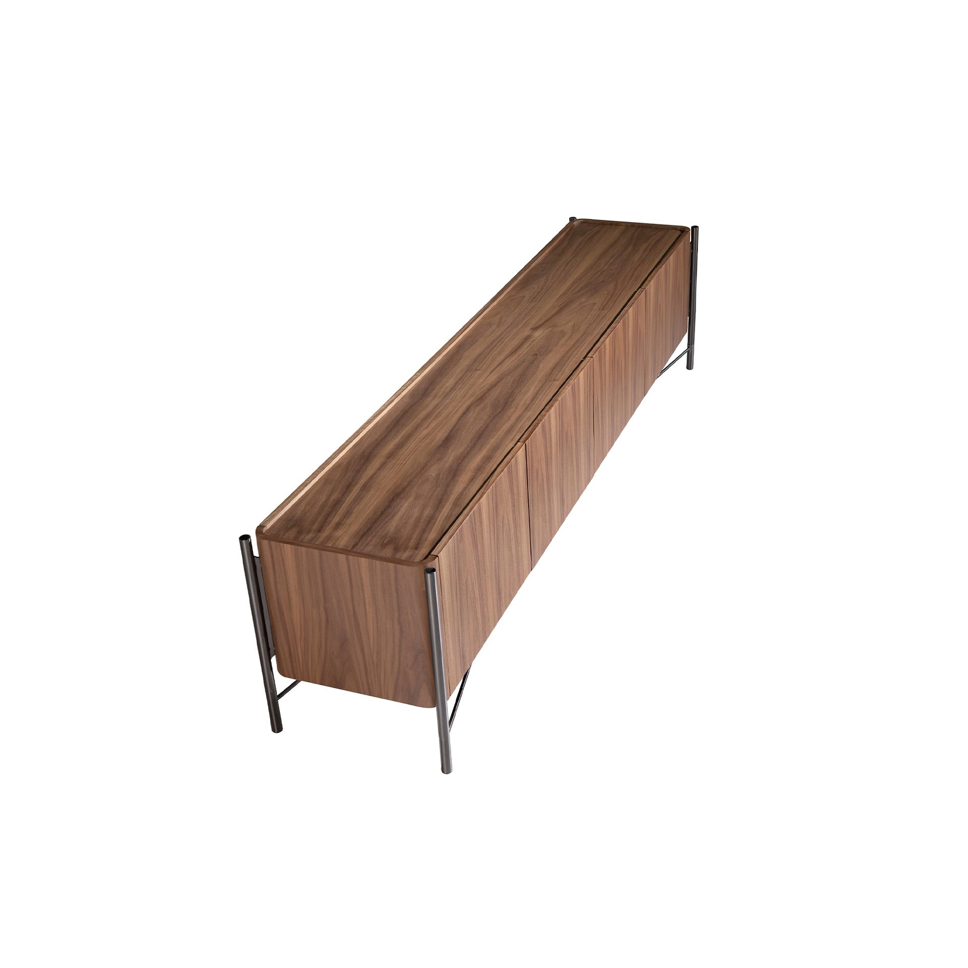 TV stand walnut and dark steel
