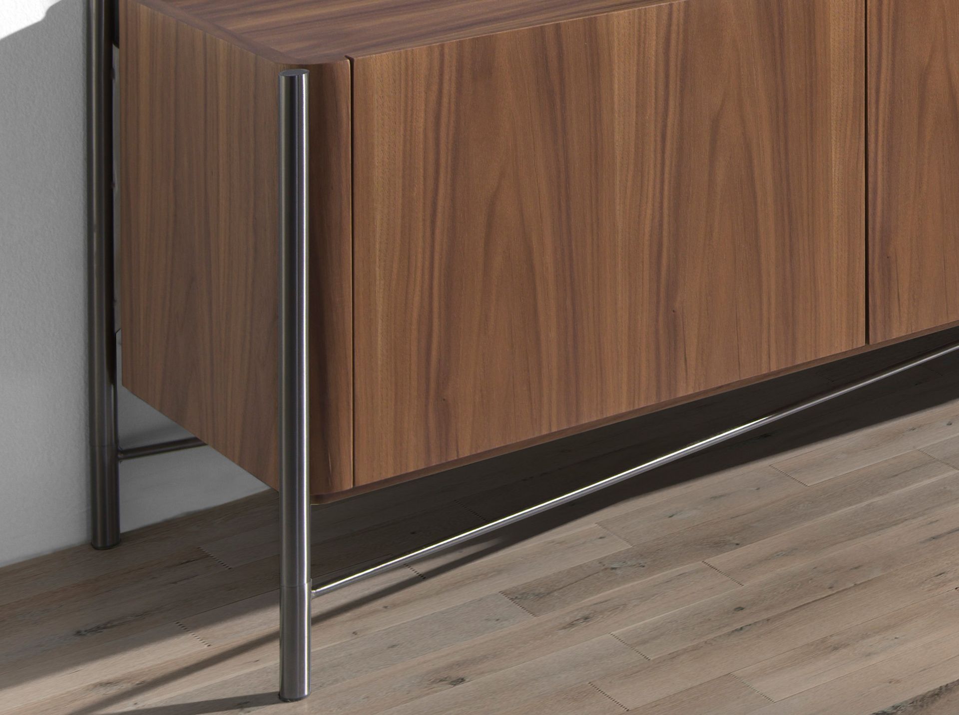 TV stand walnut and dark steel