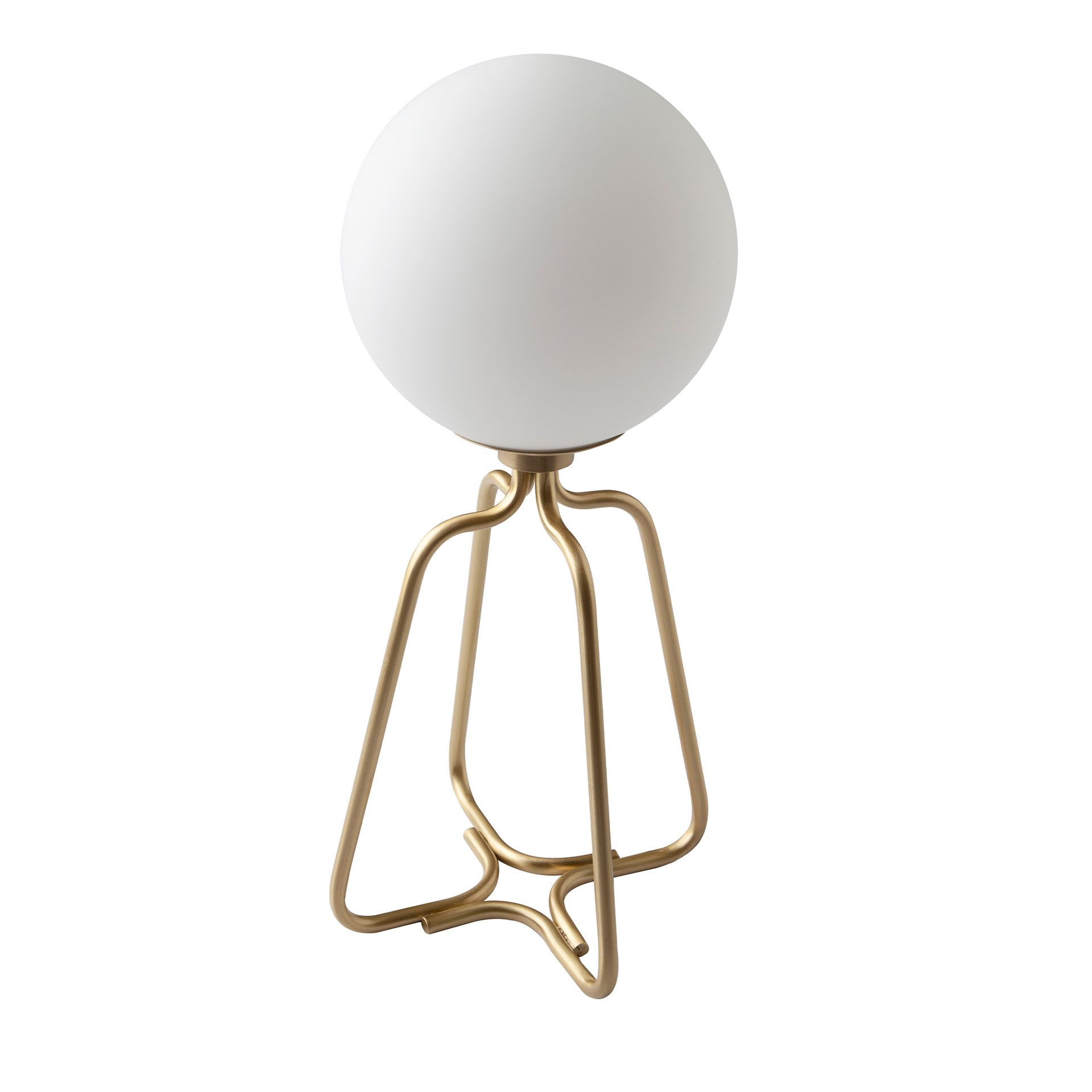 Table lamp golden steel and white glass