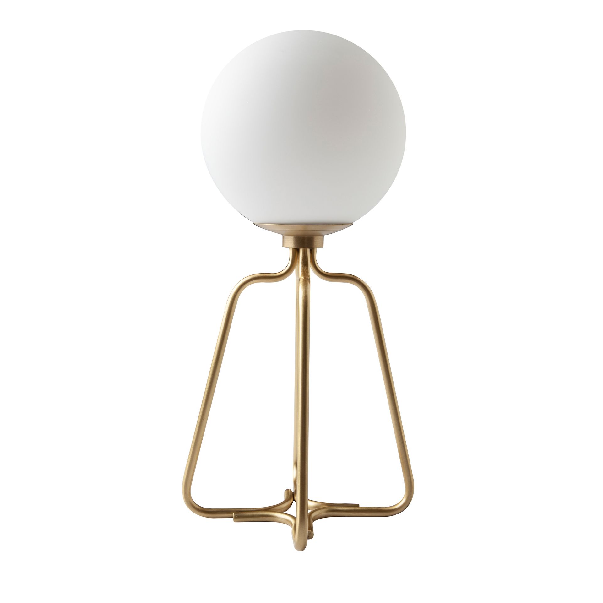 Table lamp golden steel and white glass