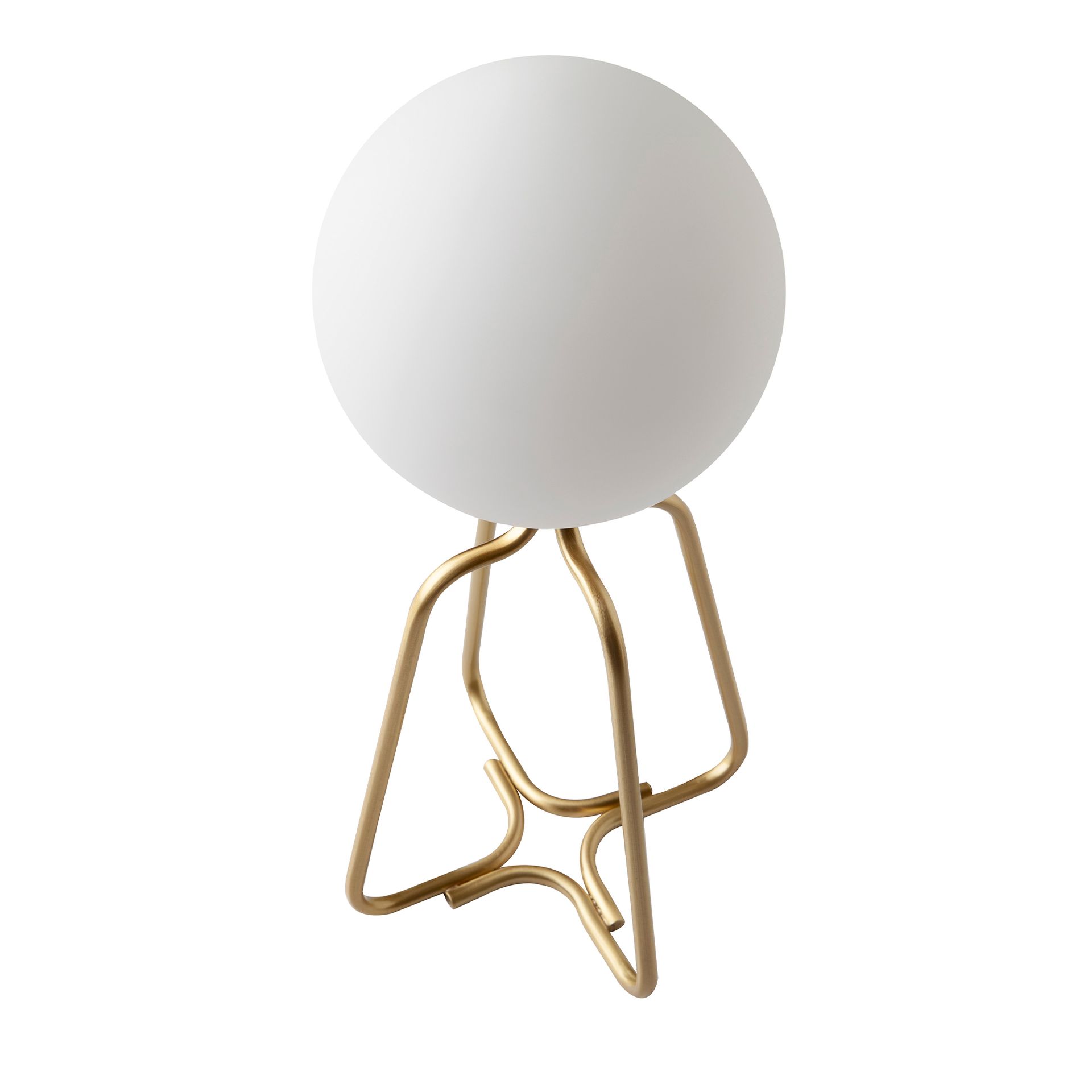 Table lamp golden steel and white glass
