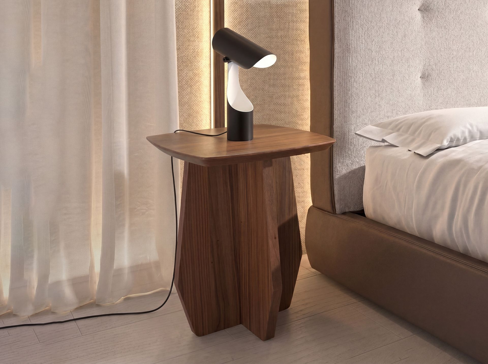 Table lamp in black and white steel