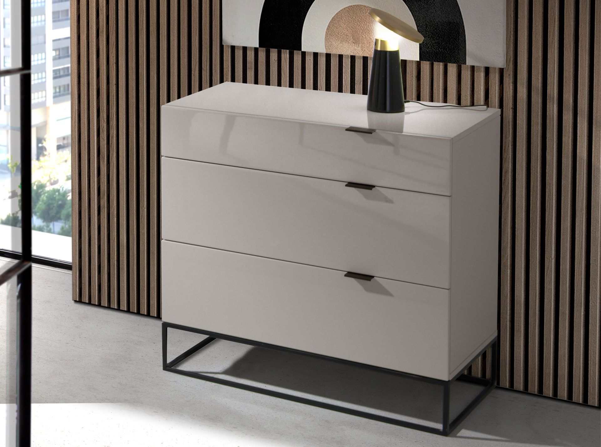 Table lamp in black marble and golden steel