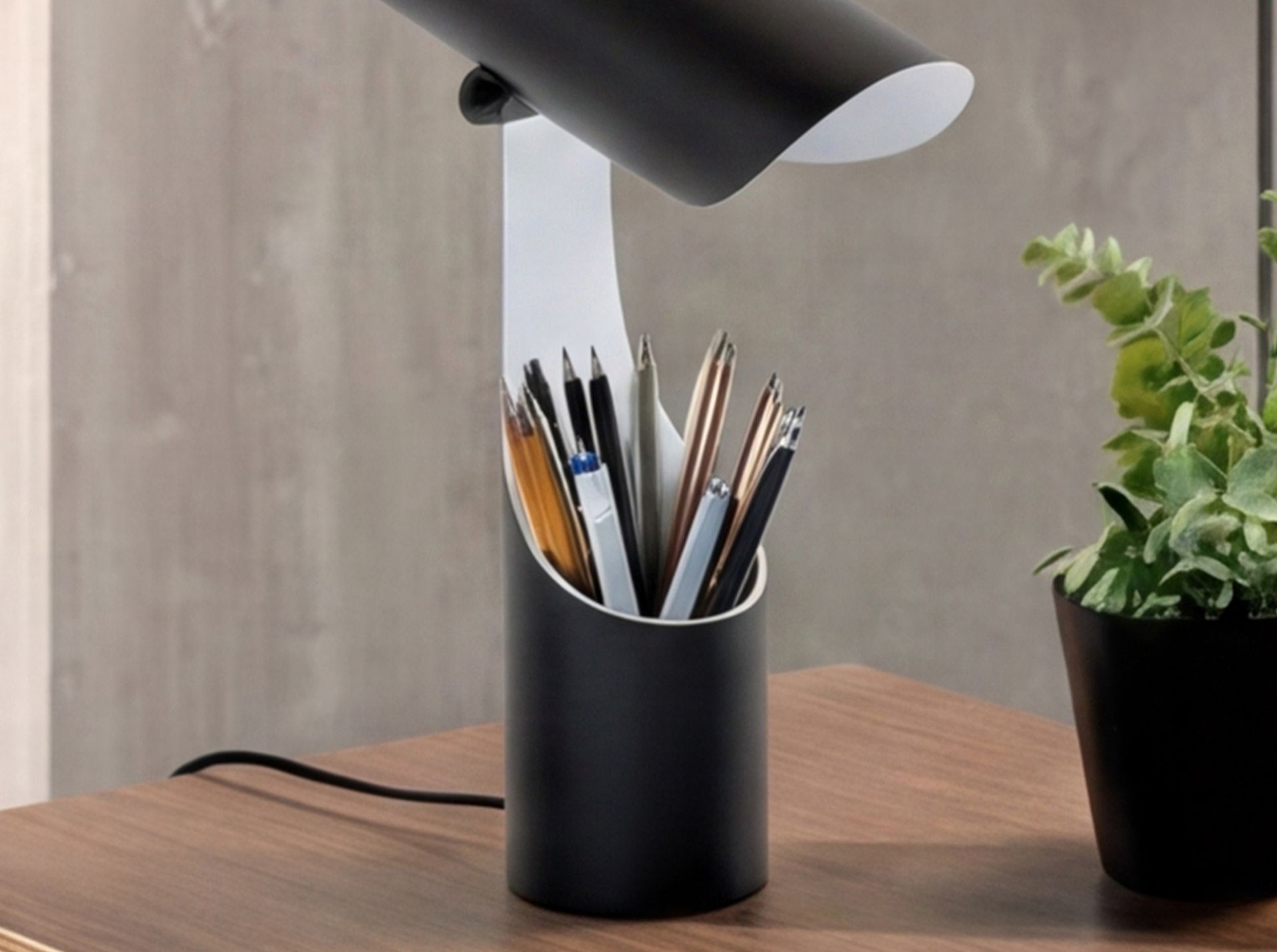 Table lamp in black and white steel