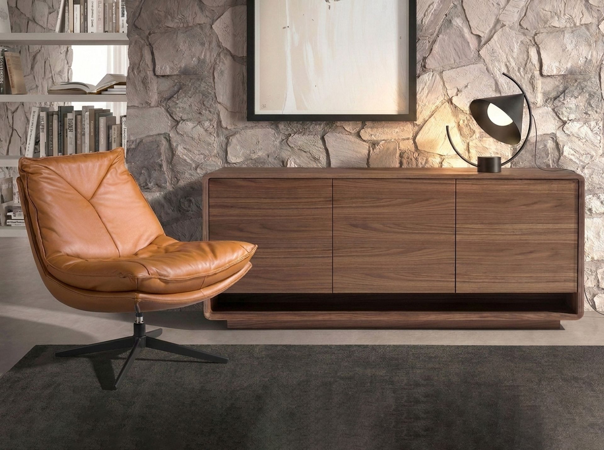 Table lamp in black steel