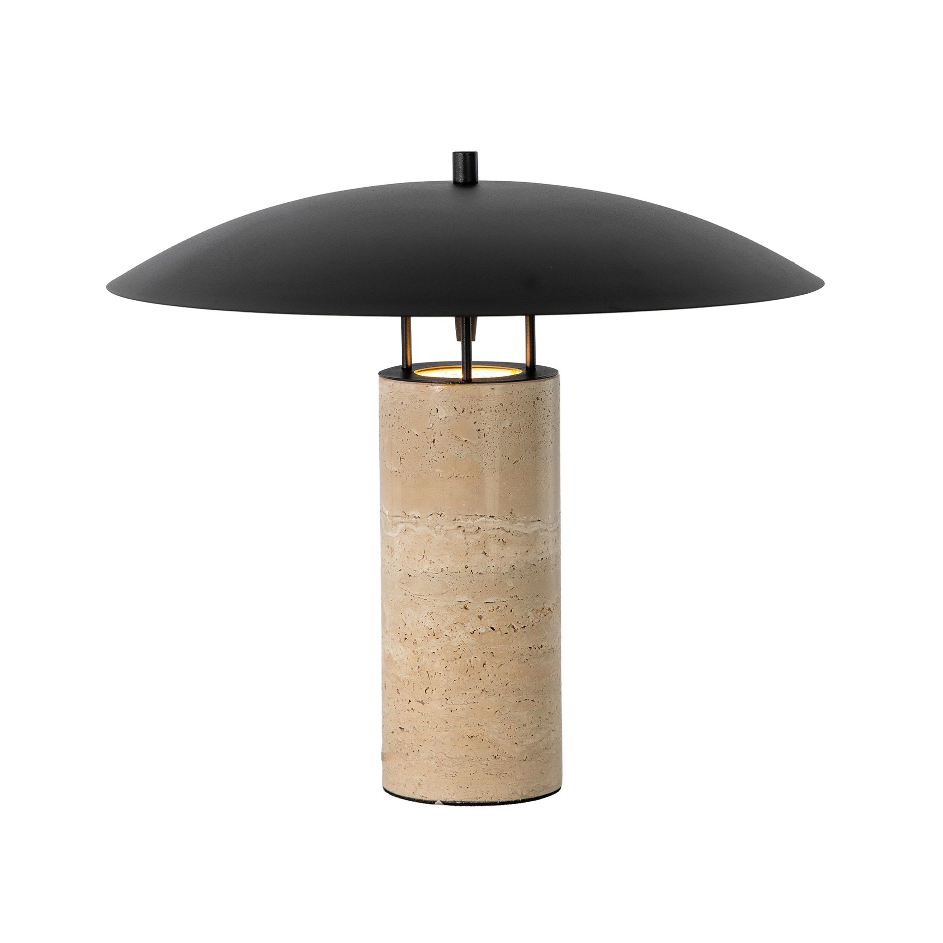 Table lamp in black steel and porcelain marble