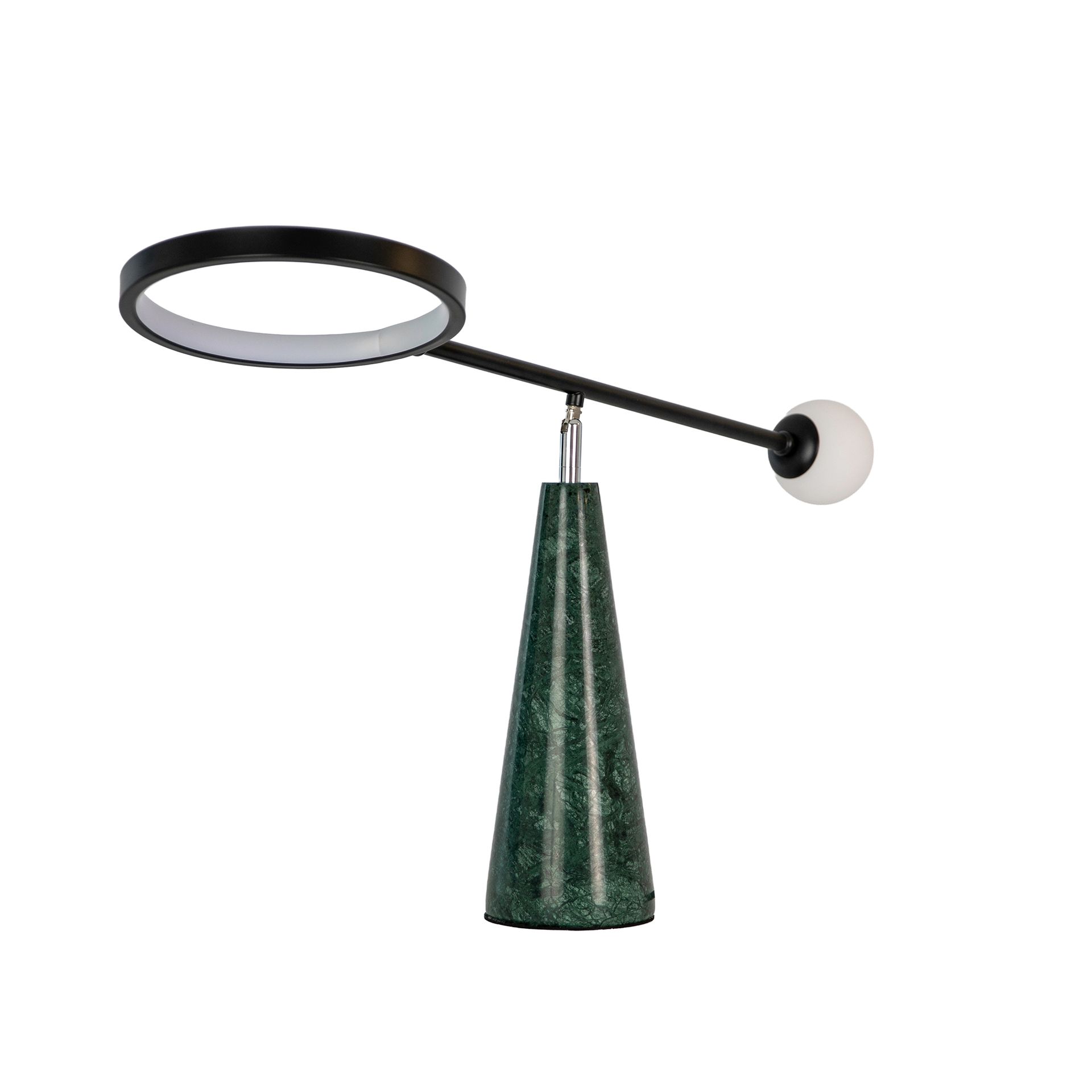 Table lamp in black steel and porcelain marble