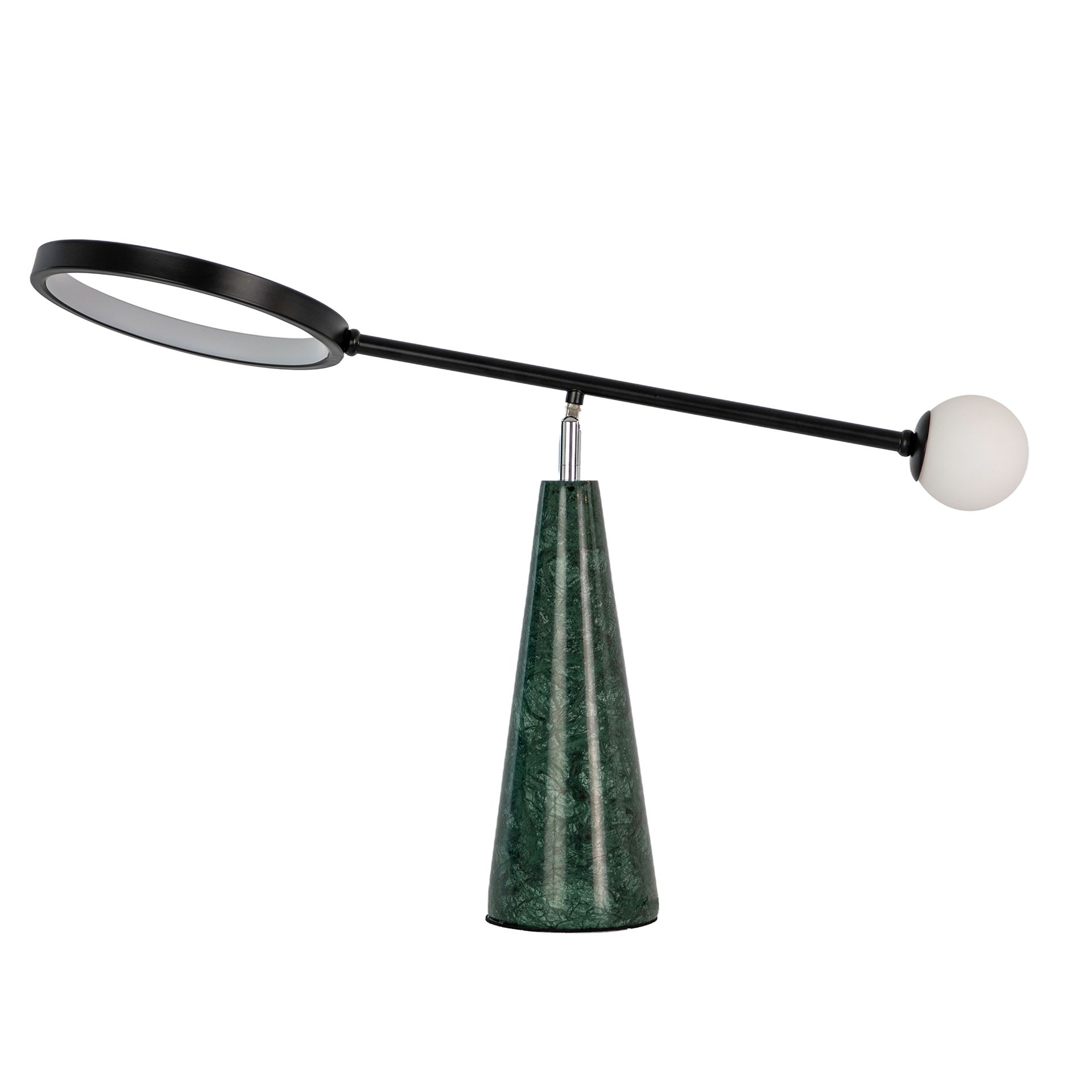 Table lamp in black steel and porcelain marble