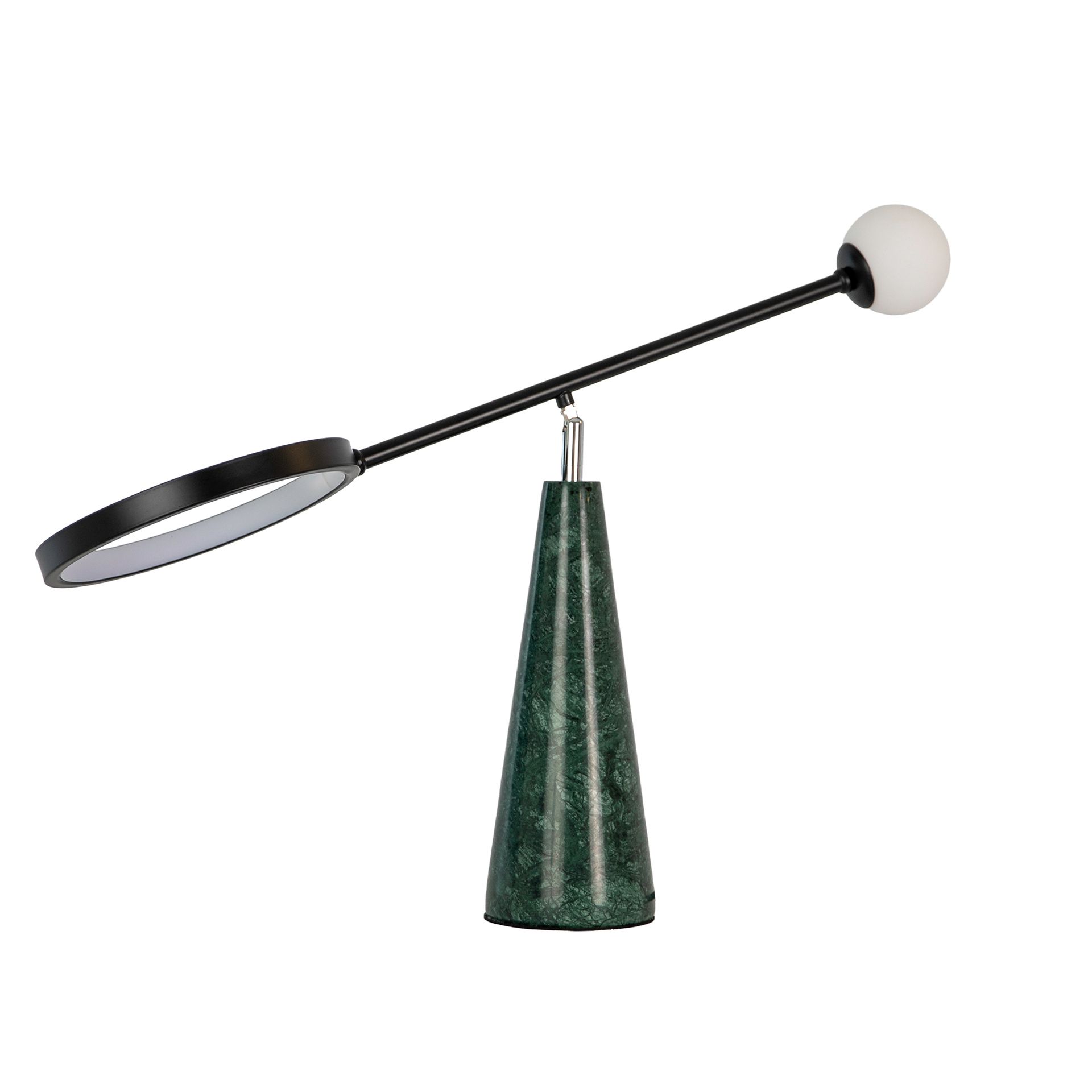 Table lamp in black steel and porcelain marble