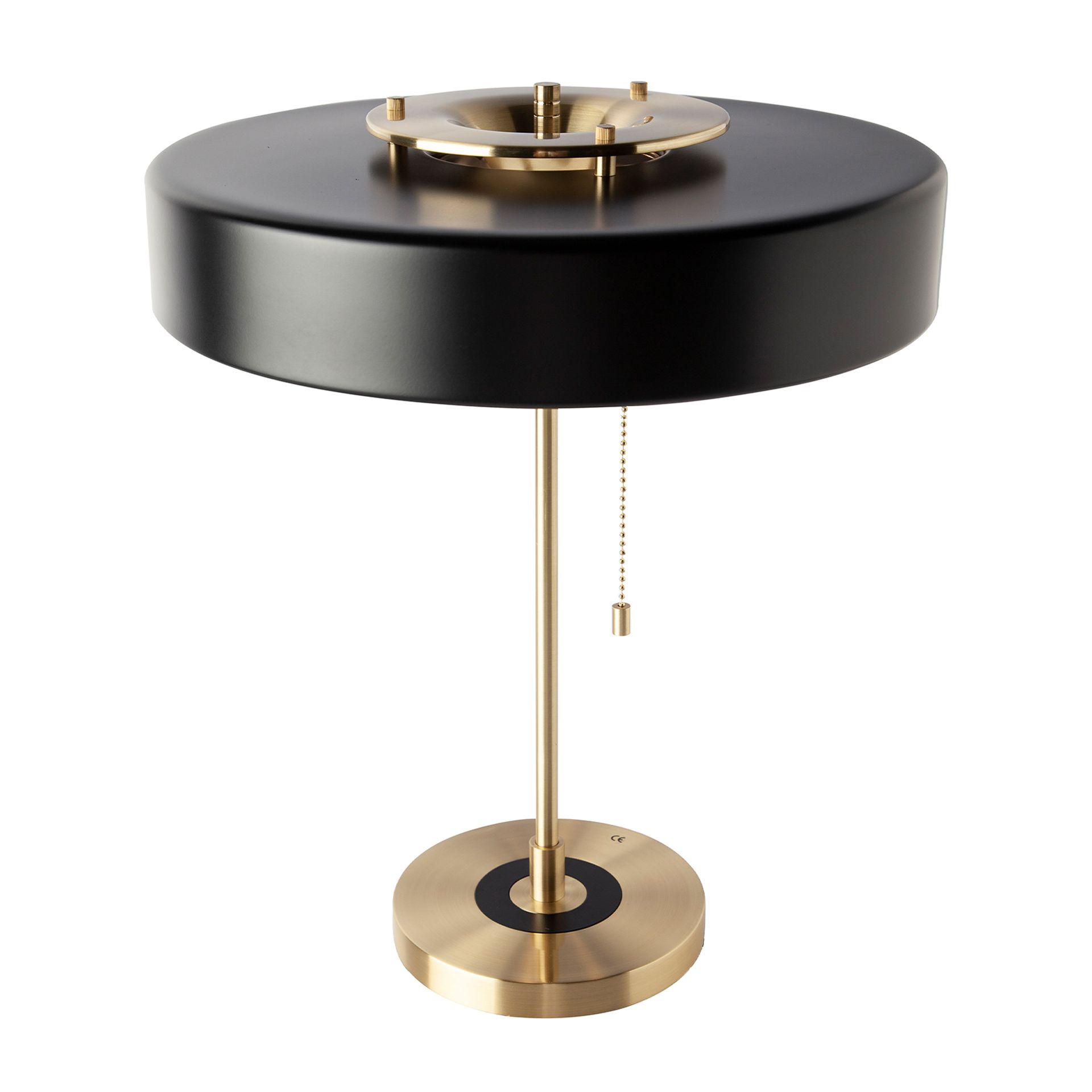 Table lamp in gold aluminium and black aluminium