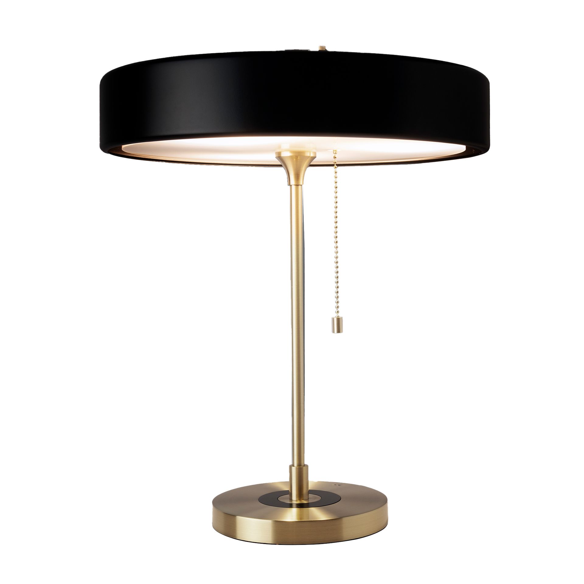 Table lamp in gold aluminium and black aluminium
