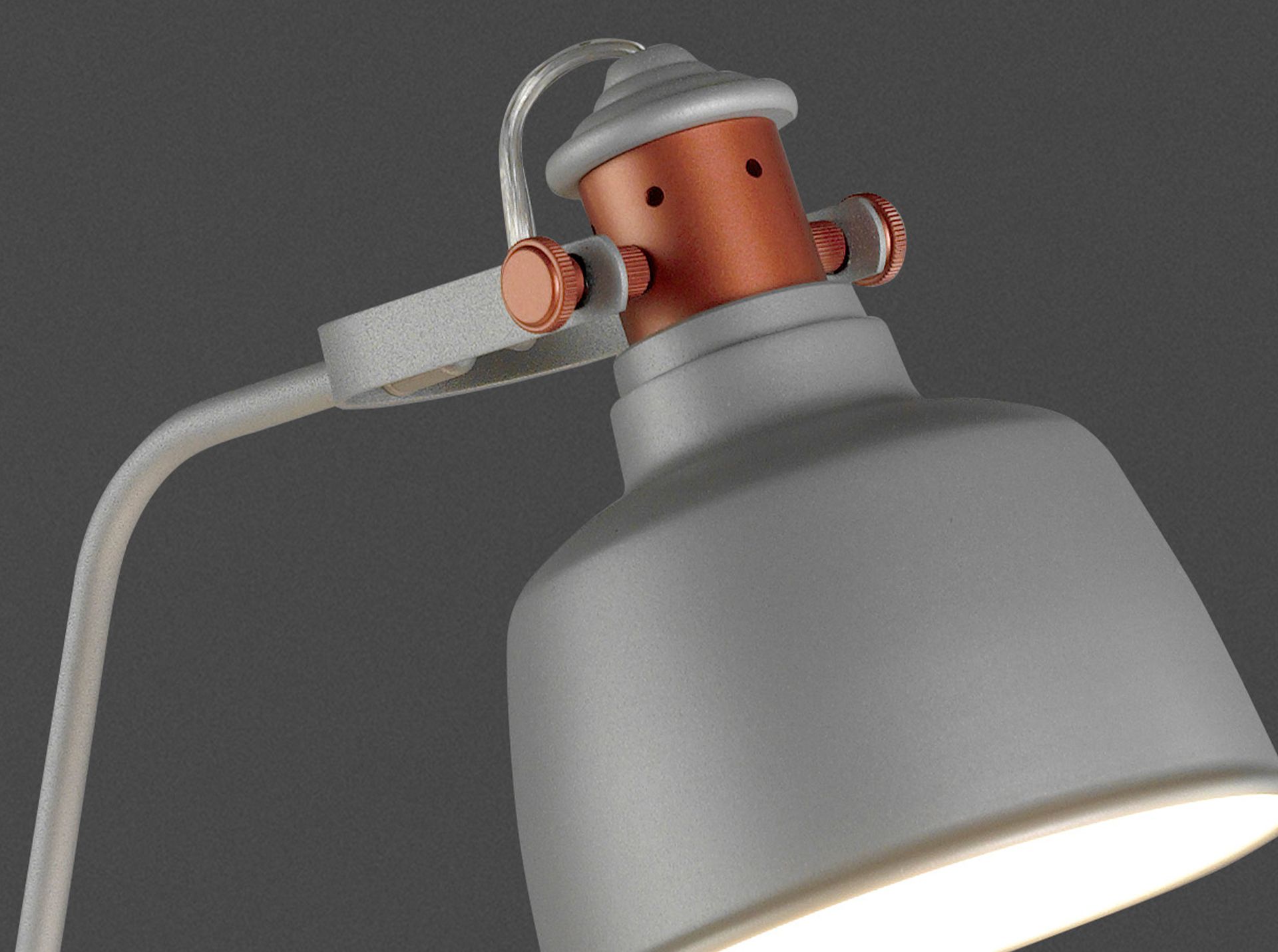 Table lamp in grey steel and bronze details
