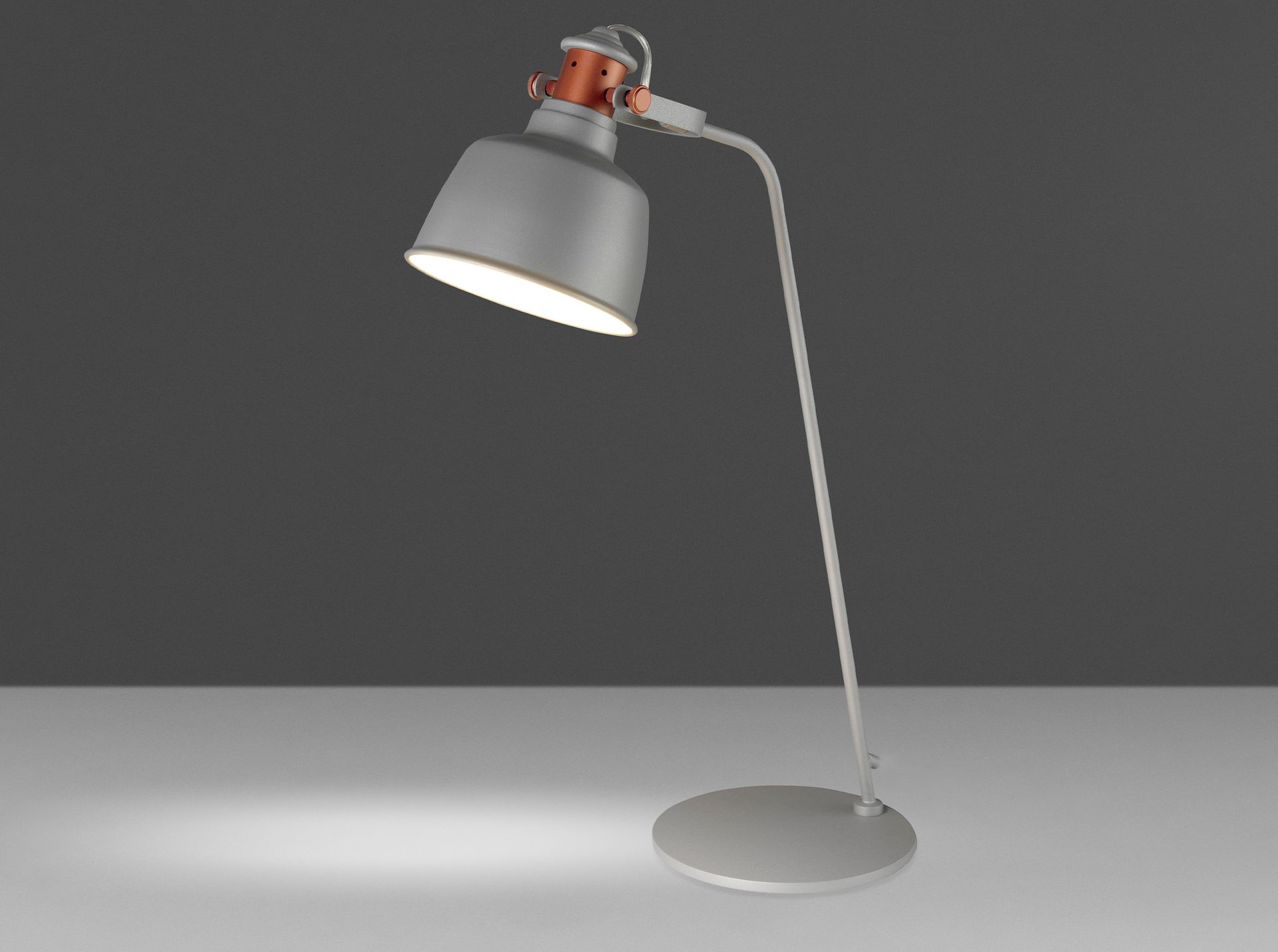 Table lamp in grey steel and bronze details