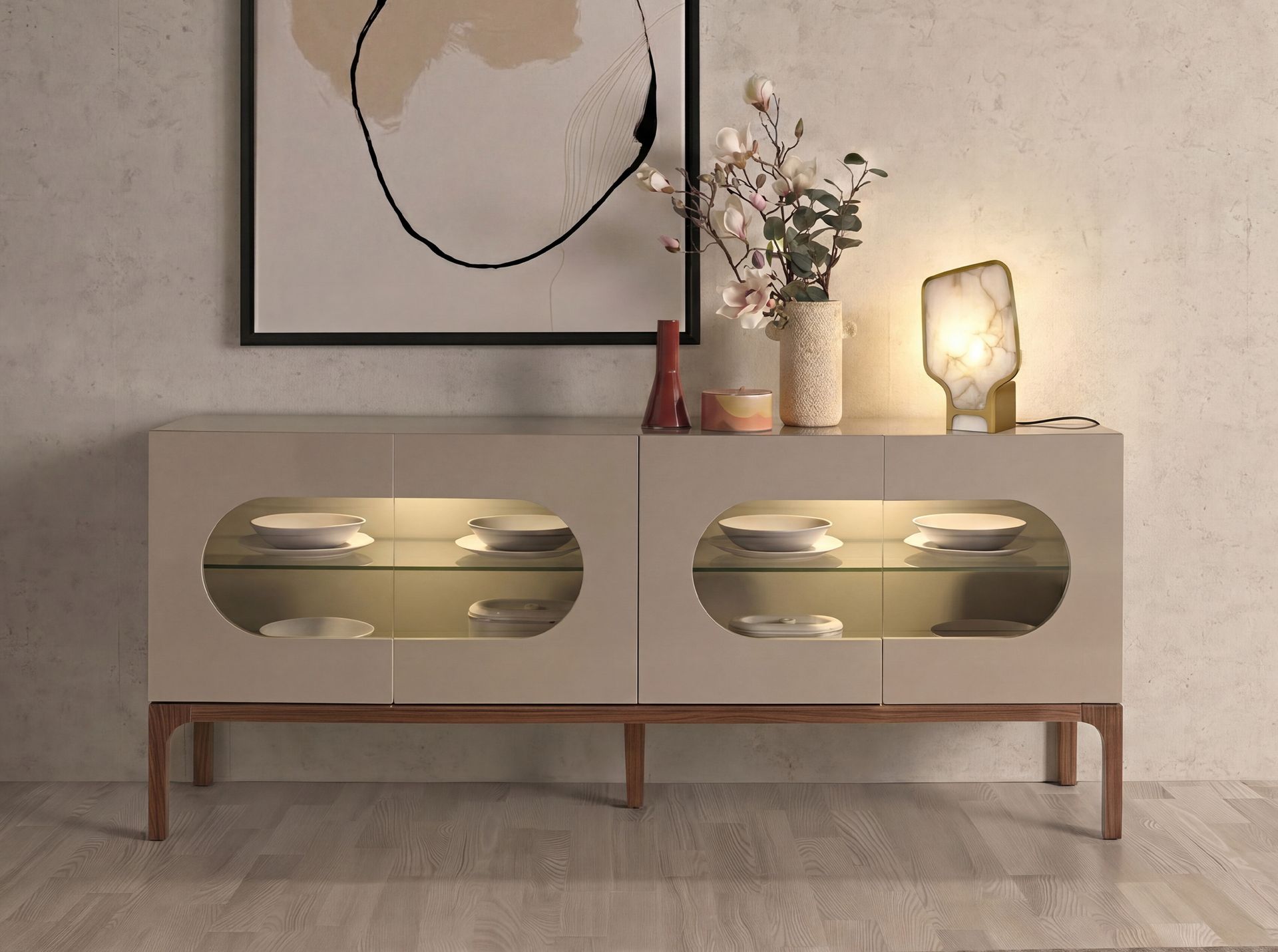 Table lamp in natural Alabaster stone and polished gold steel