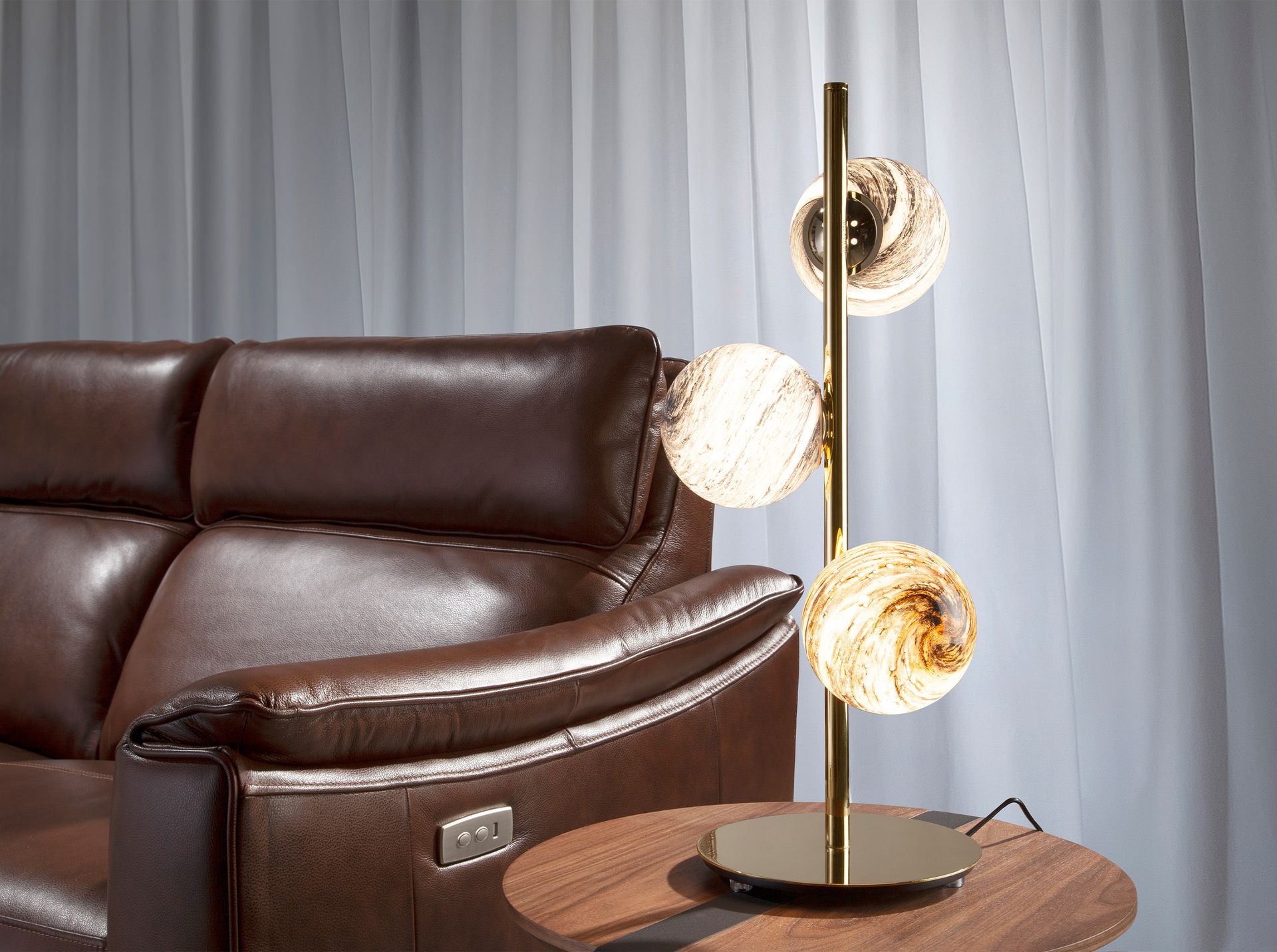 Table lamp in stainless steel