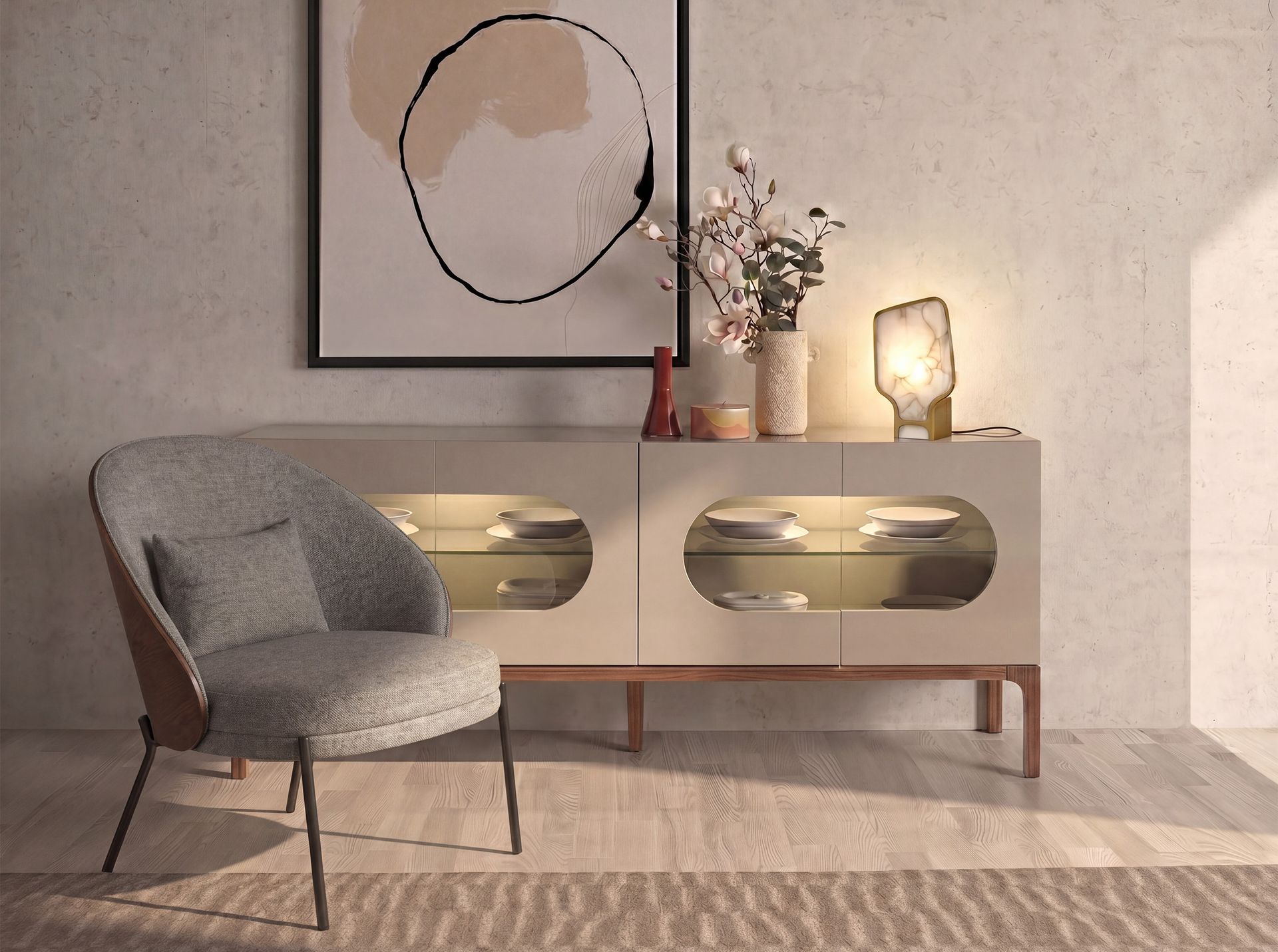 Table lamp in natural Alabaster stone and polished gold steel