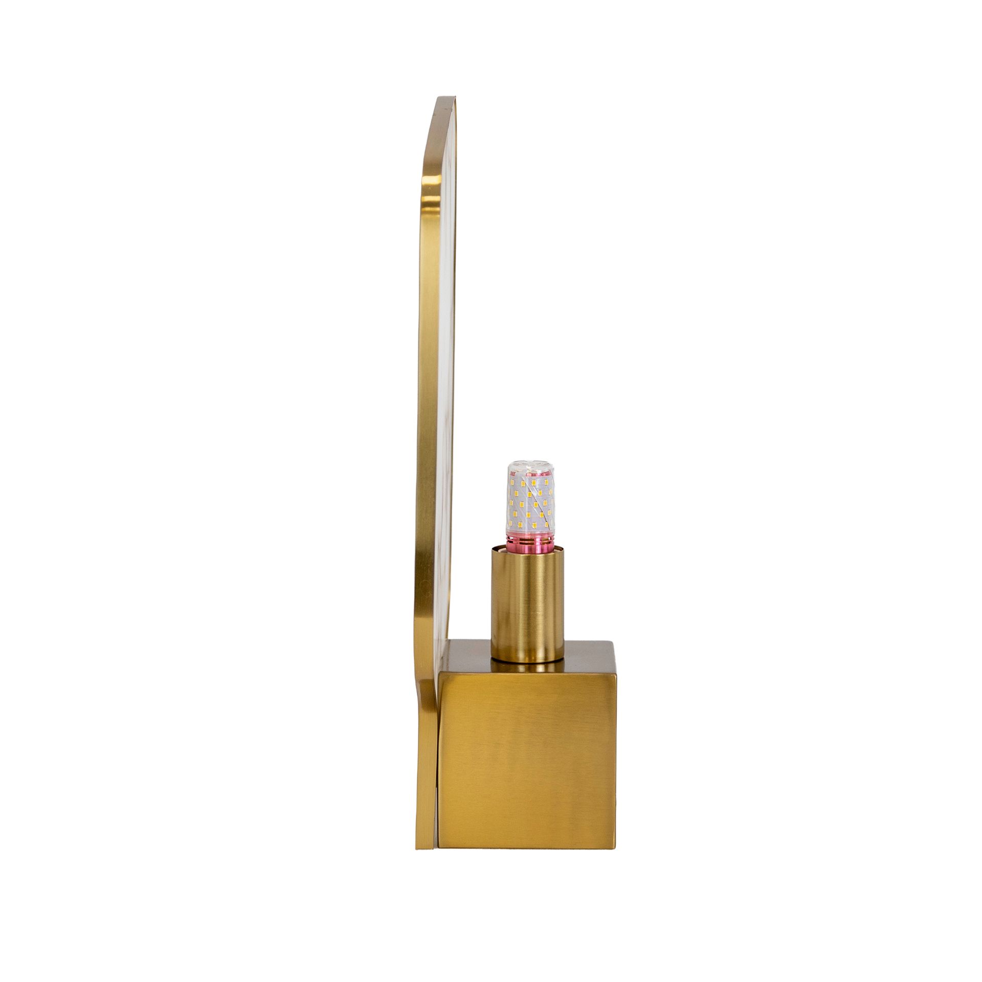 Table lamp in natural Alabaster stone and polished gold steel