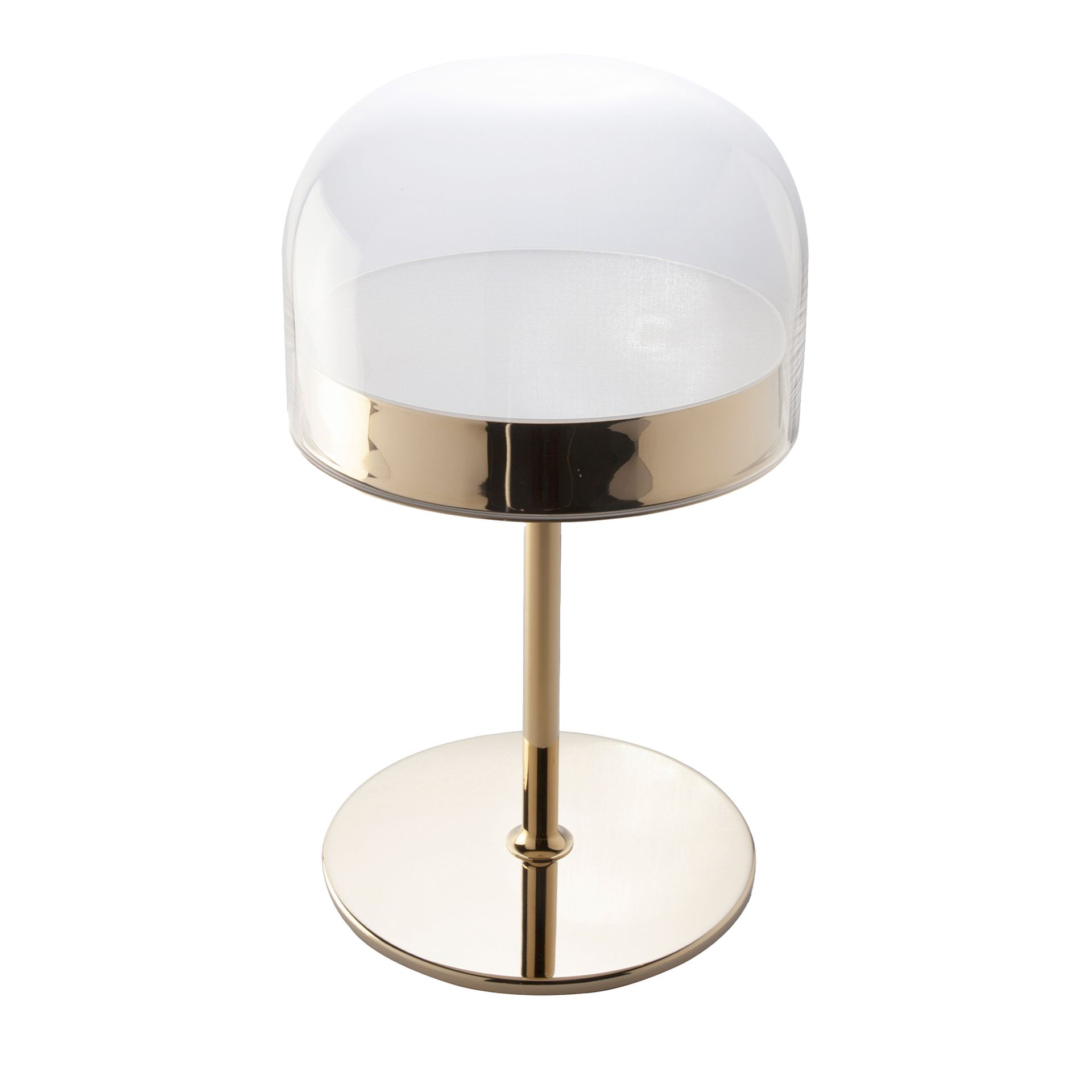 Table lamp in steel and transparent glass