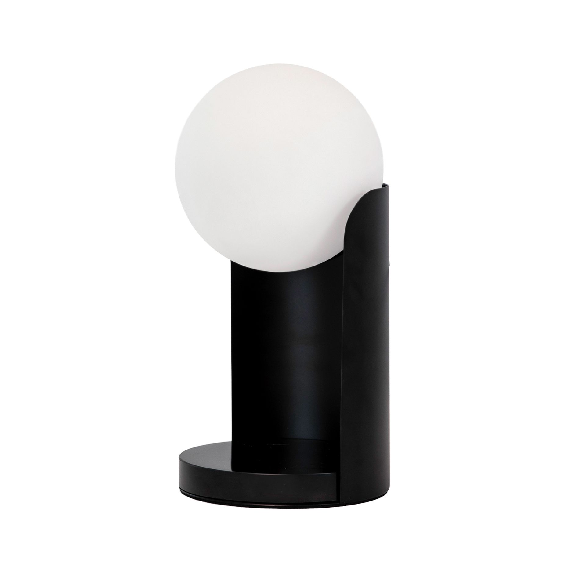 Table lamp in white glass and black steel