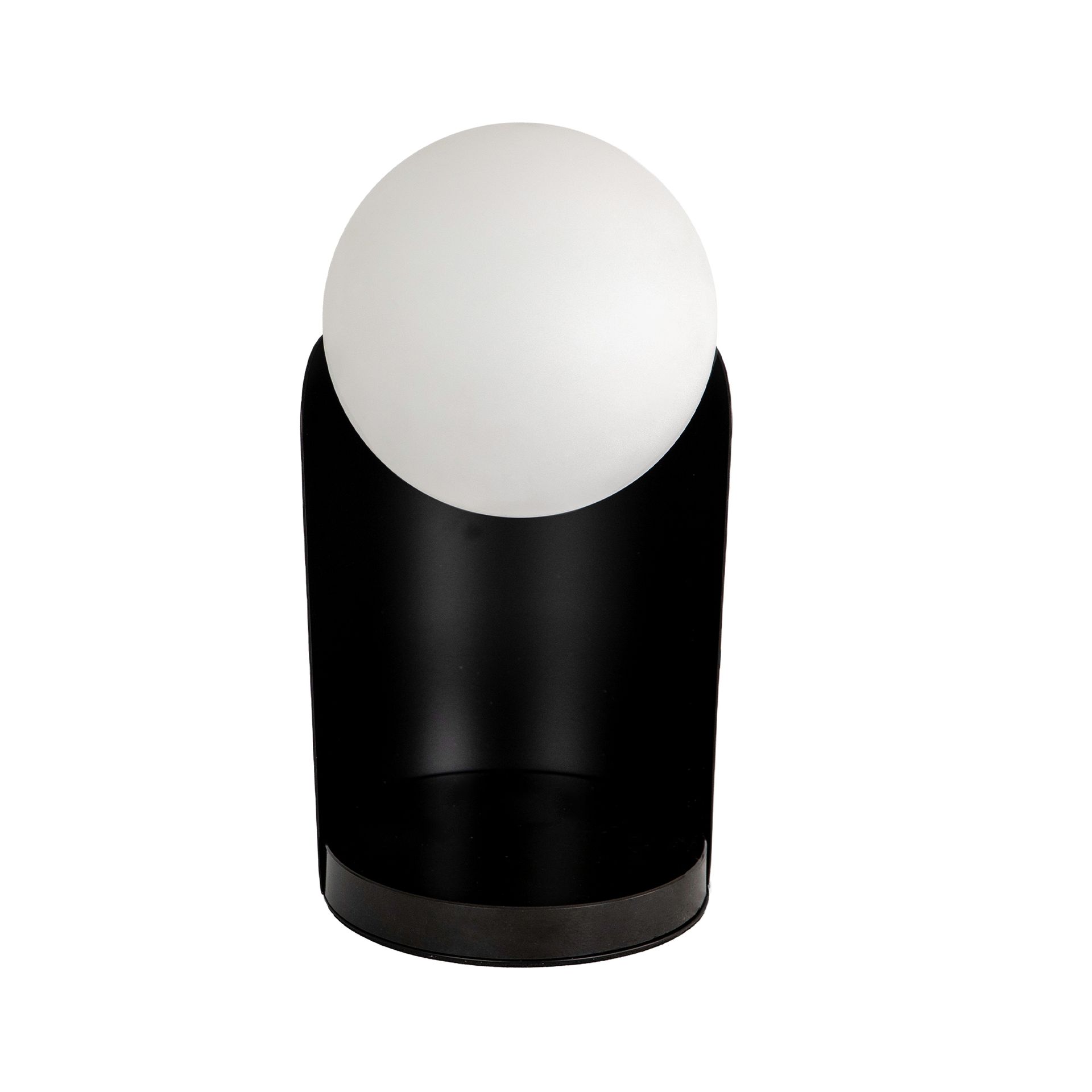 Table lamp in white glass and black steel