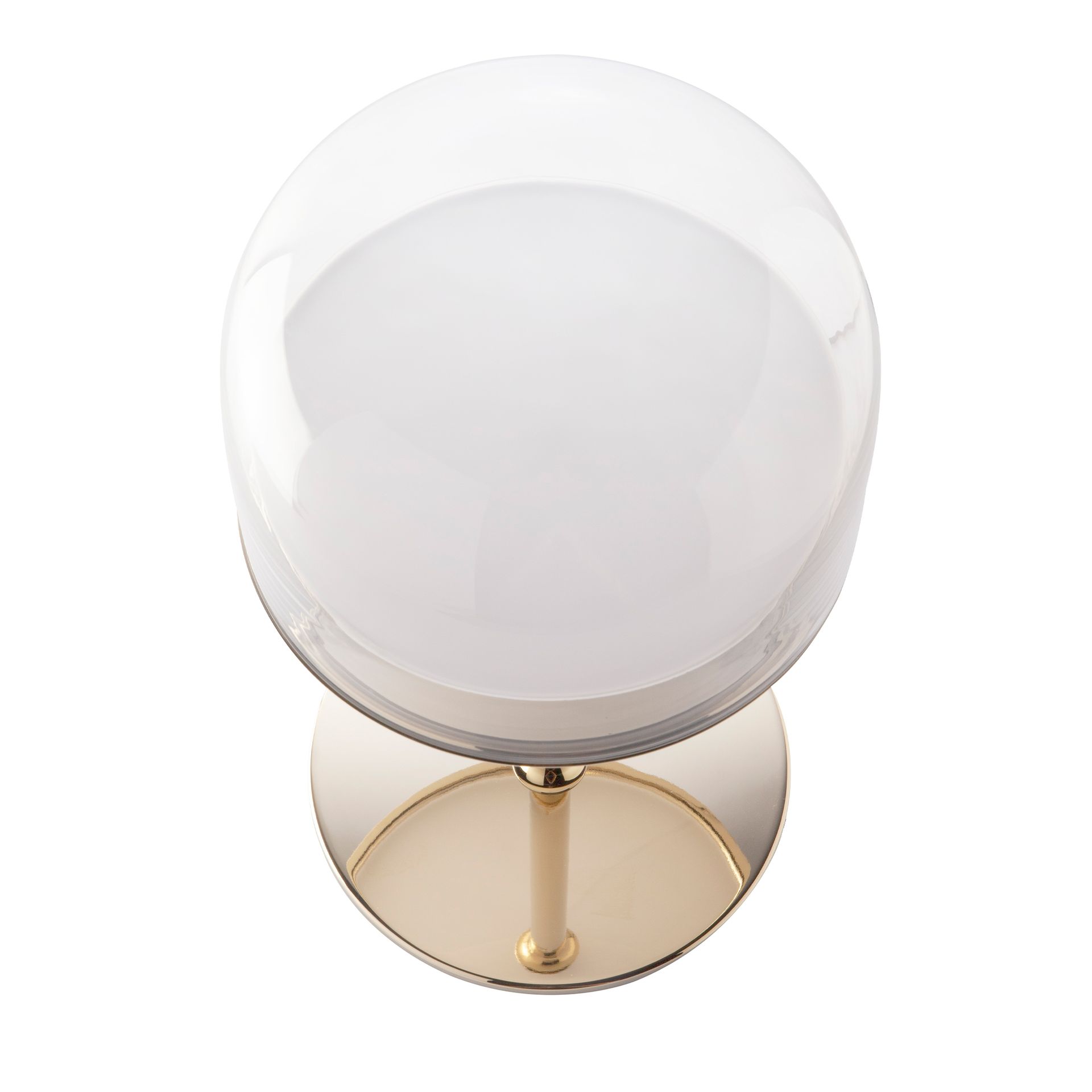 Table lamp in steel and transparent glass