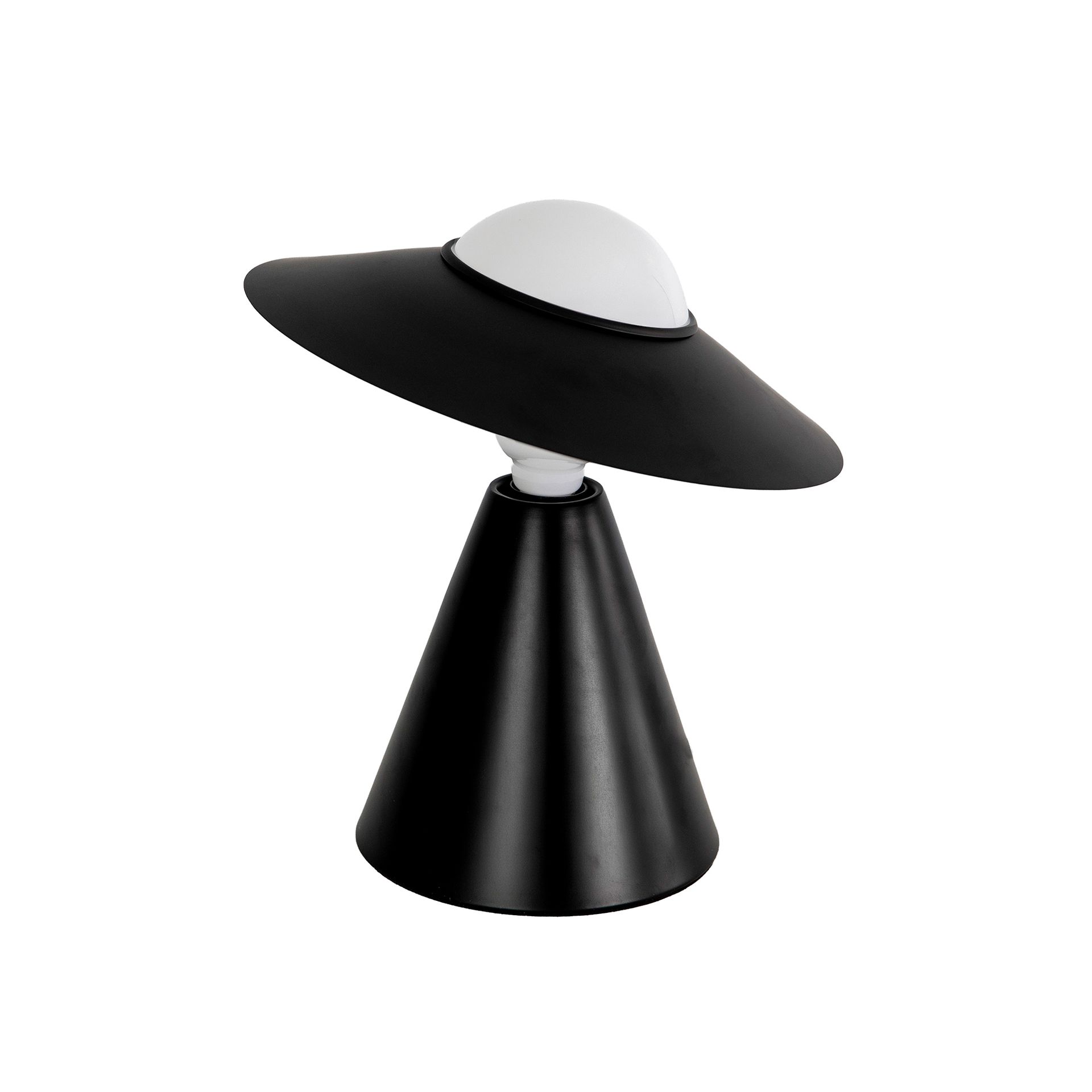 Table lamp in white glass and black steel