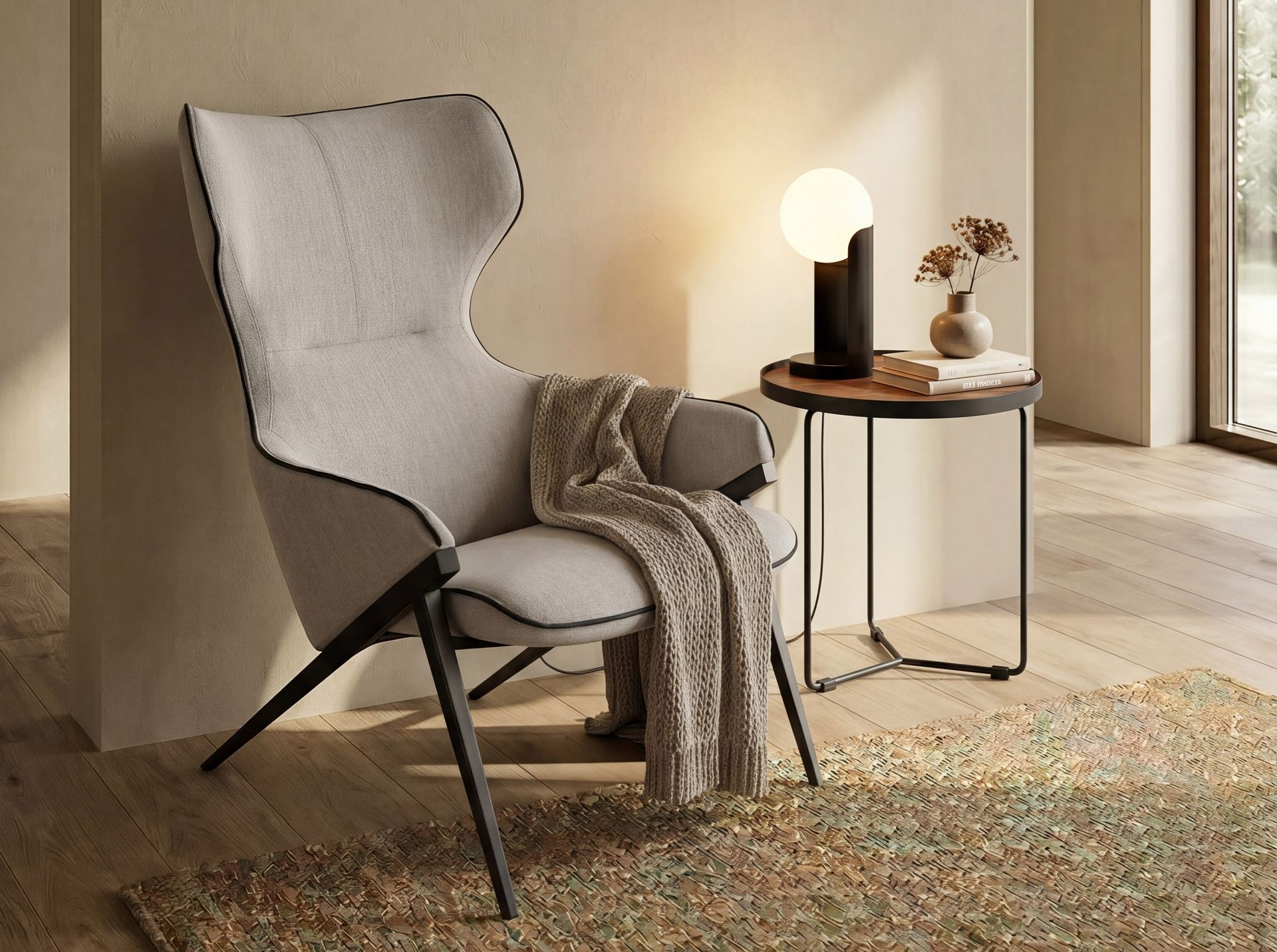 Table lamp in white glass and black steel