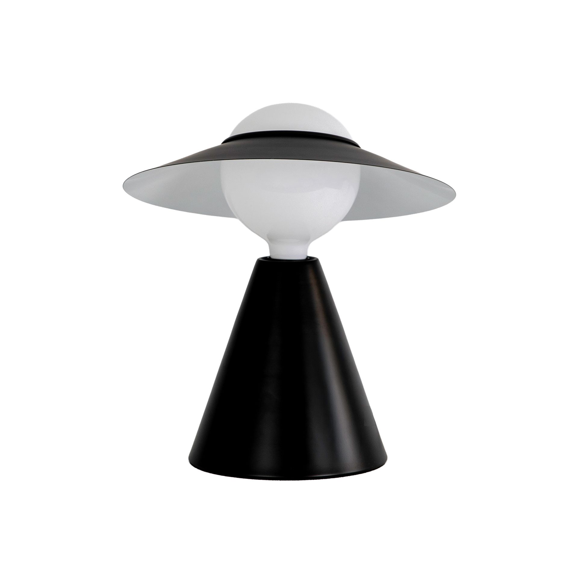 Table lamp in white glass and black steel