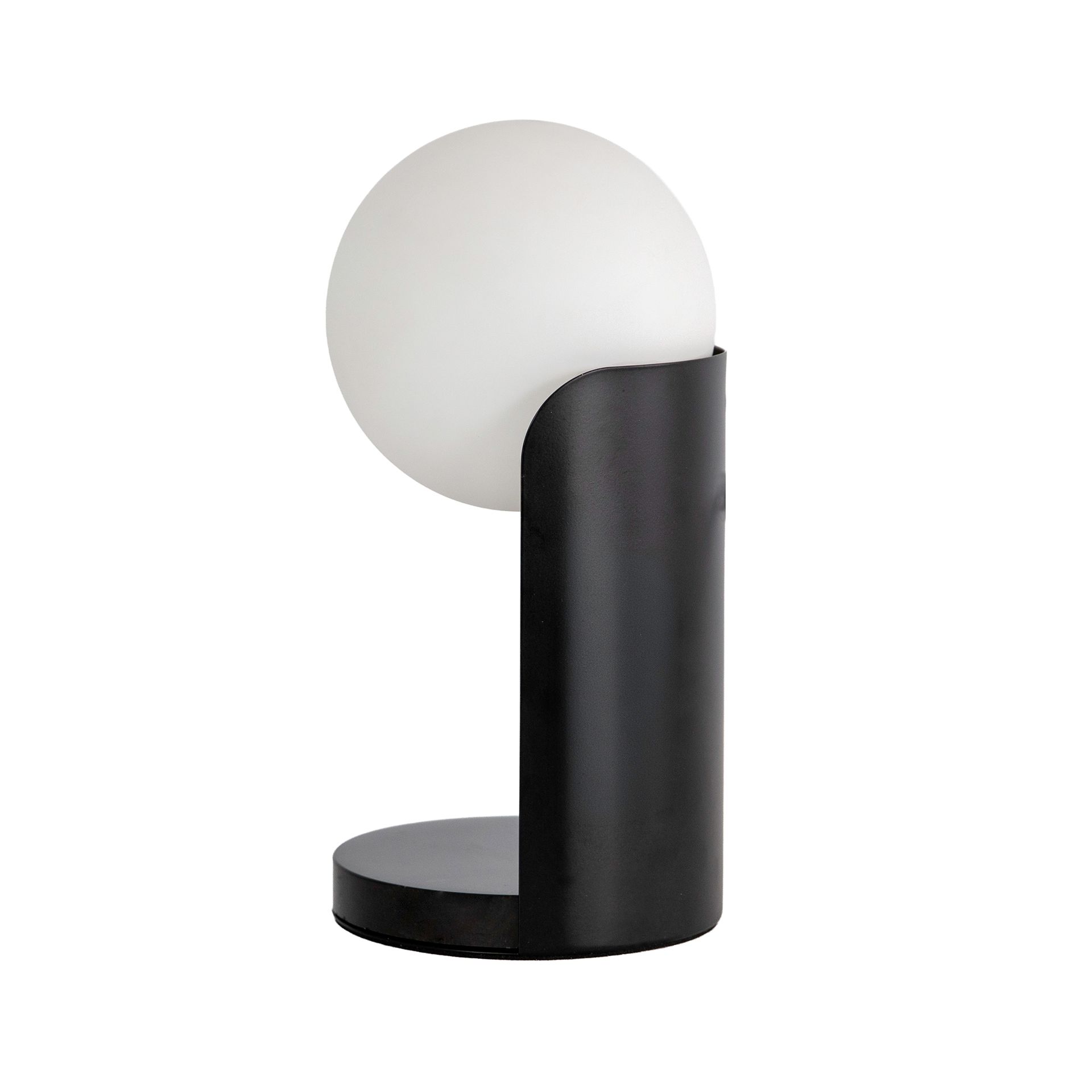 Table lamp in white glass and black steel