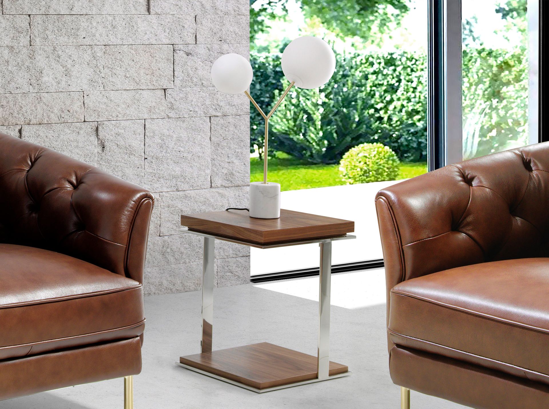 Table lamp in white marble, golden steel and white glass