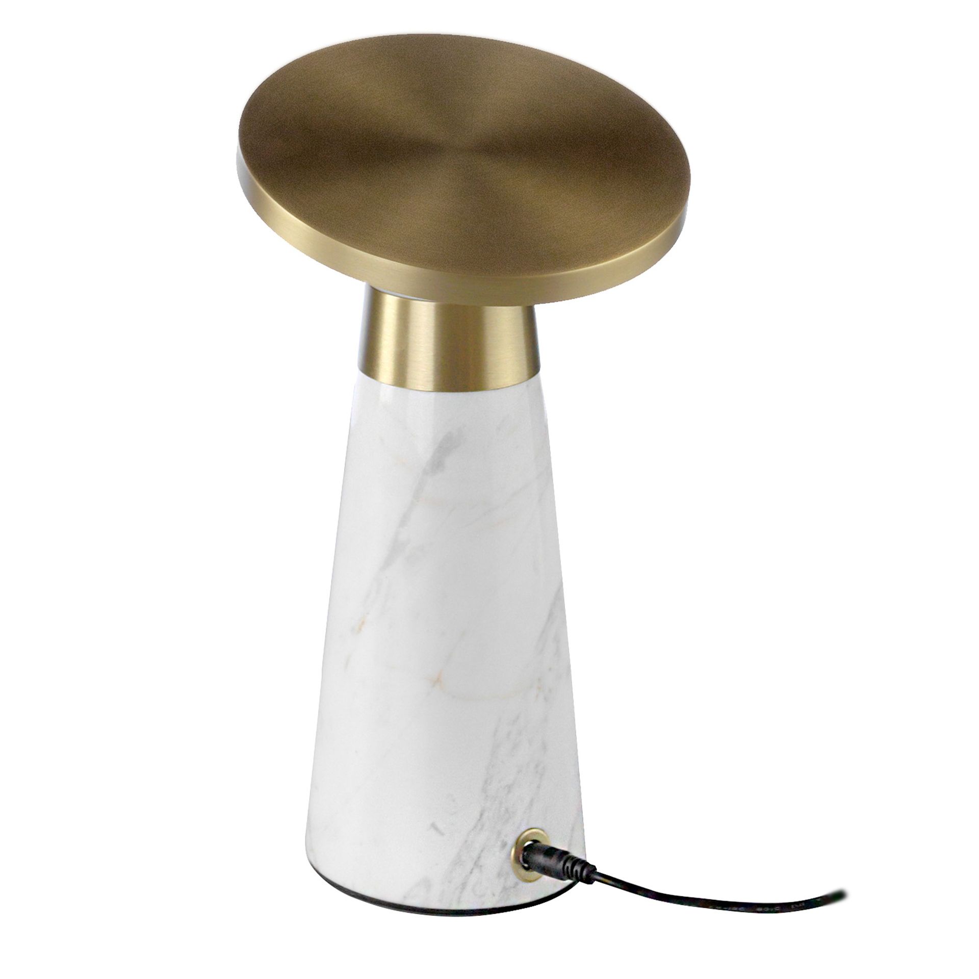Table lamp in white marble and golden steel