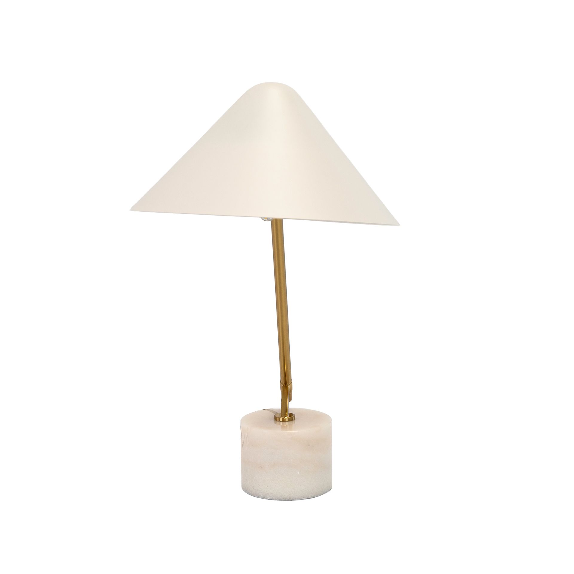 Table lamp in white steel and polished gold steel with porcelain marble base