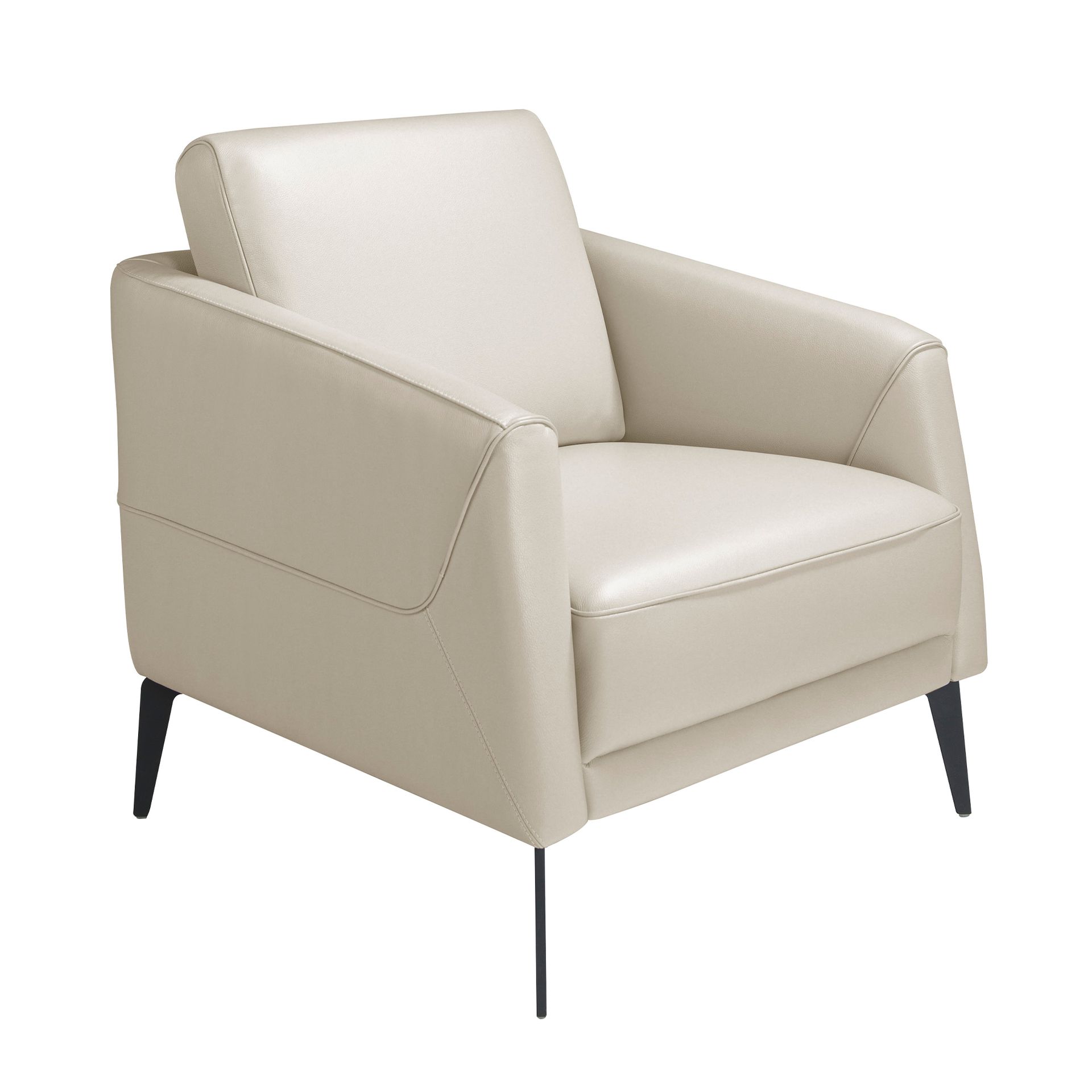 Taupe grey leather armchair