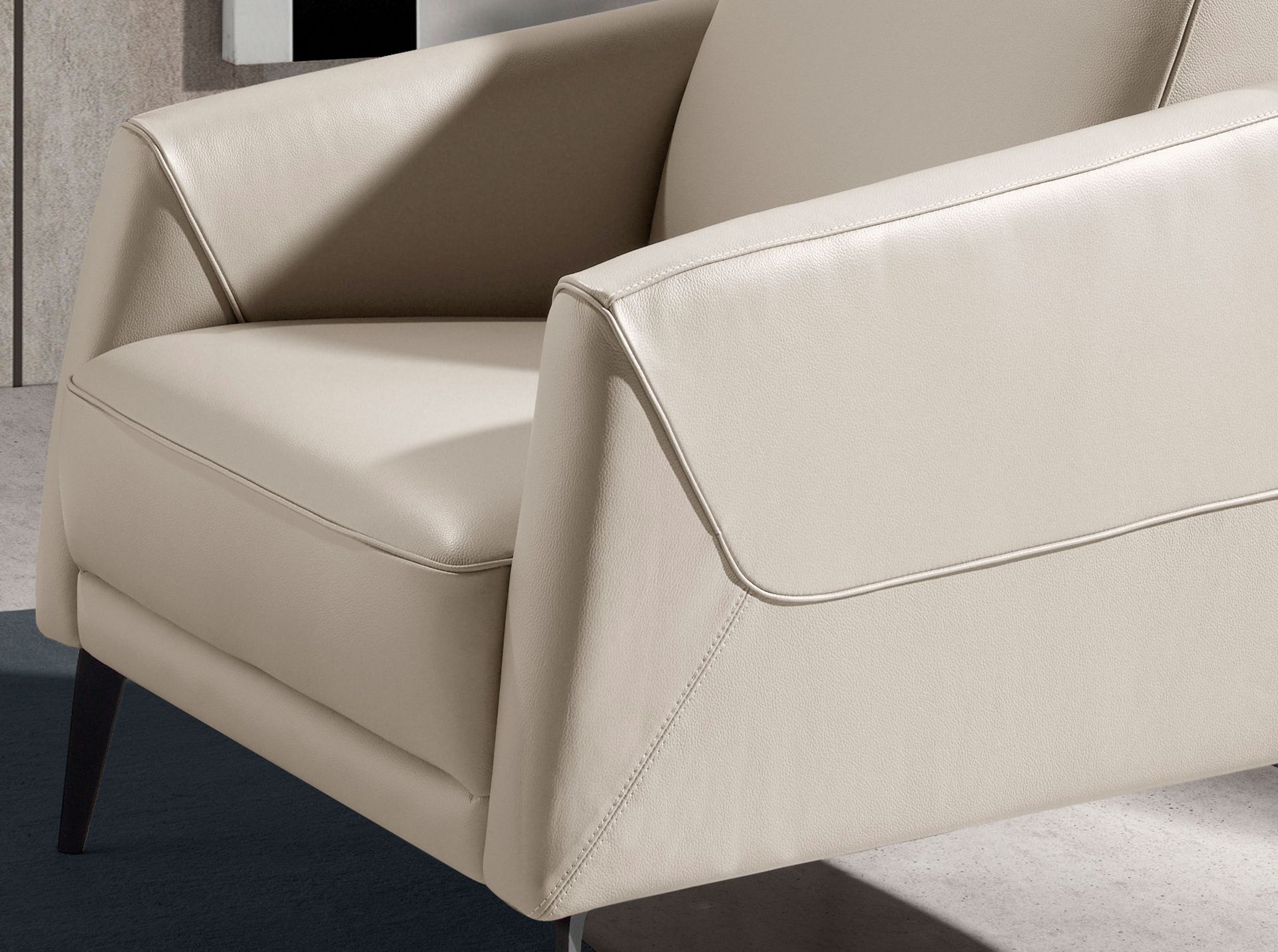 Taupe grey leather armchair