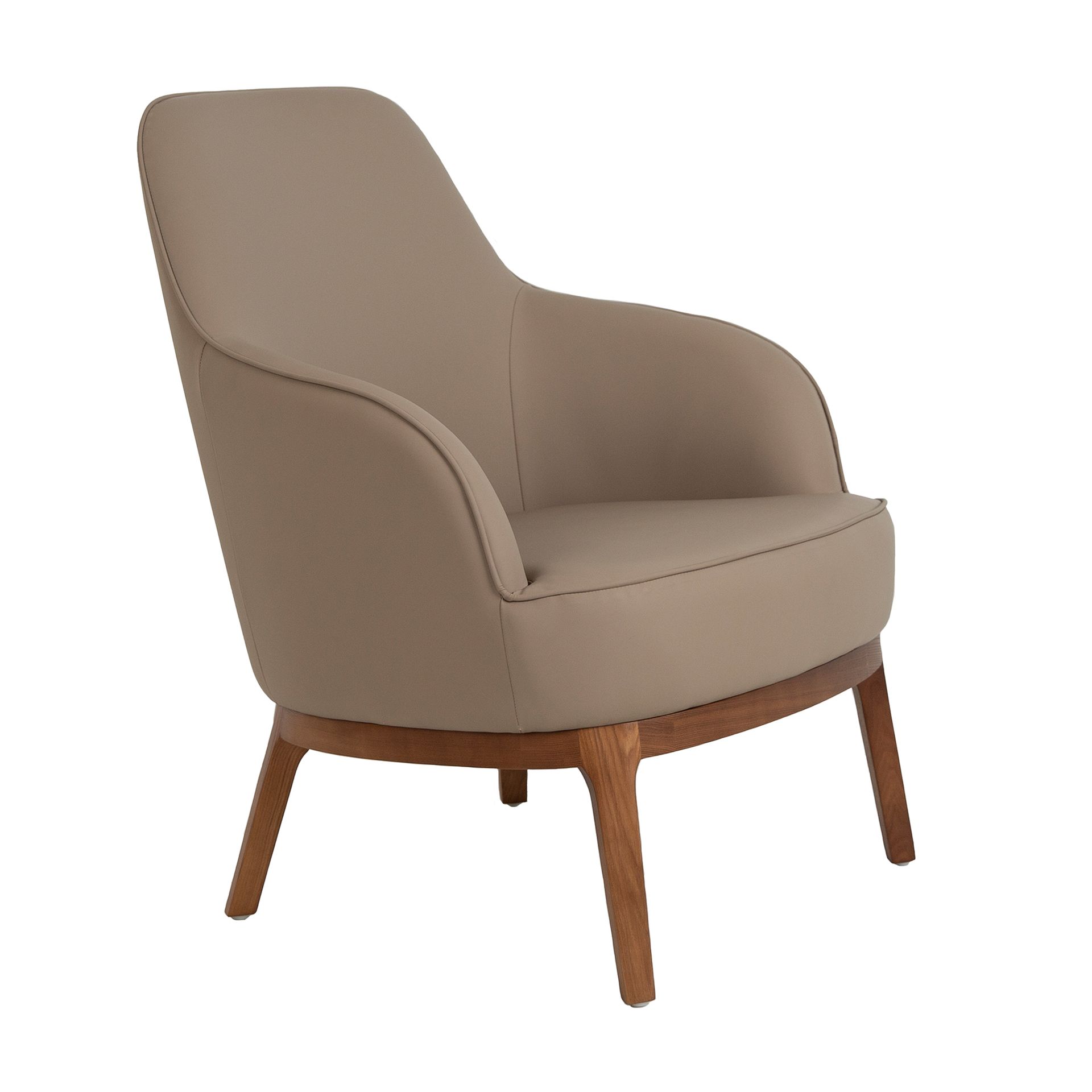 Taupe grey leatherette armchair