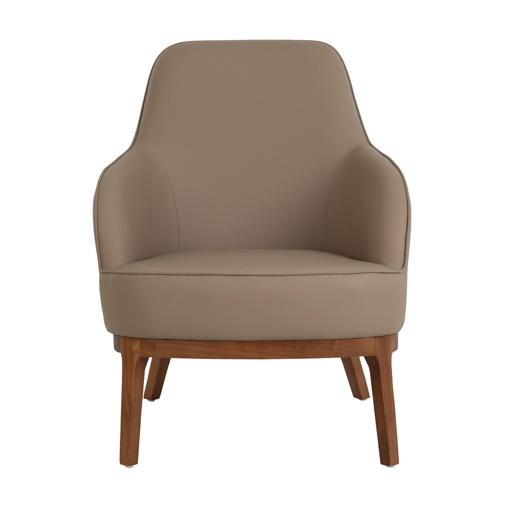 Taupe grey leatherette armchair