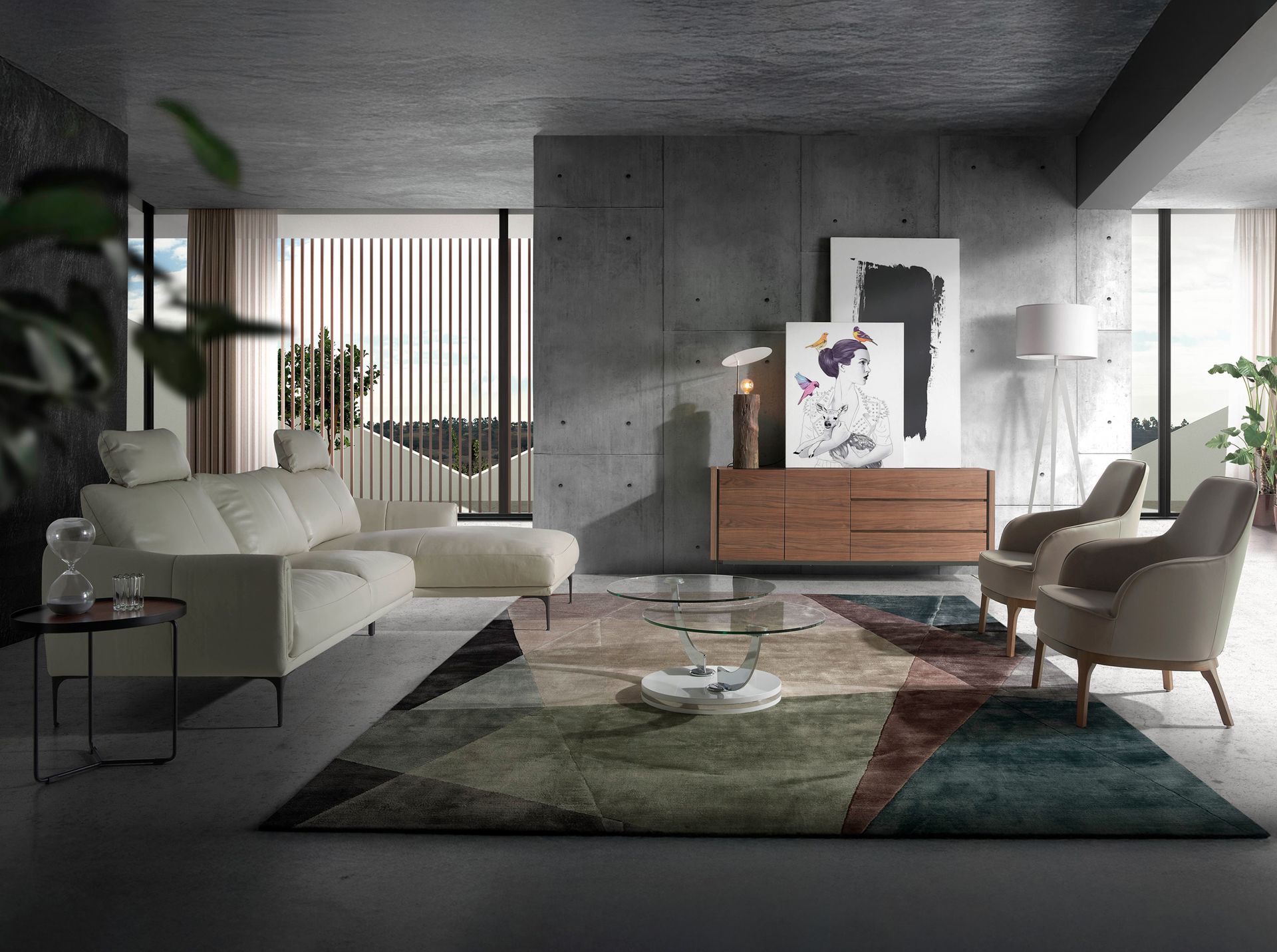 Taupe grey leatherette armchair