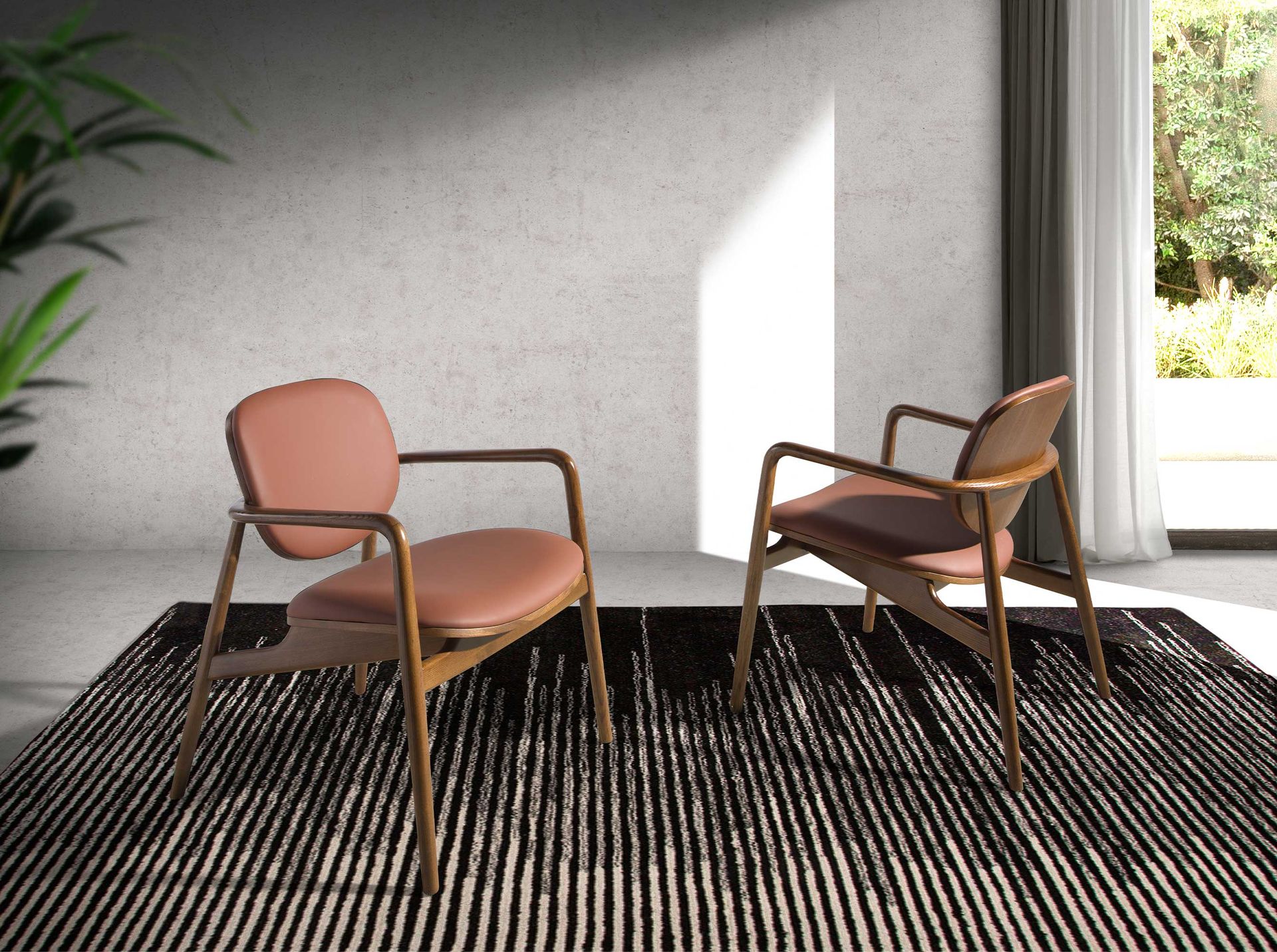 Taupe leatherette and walnut