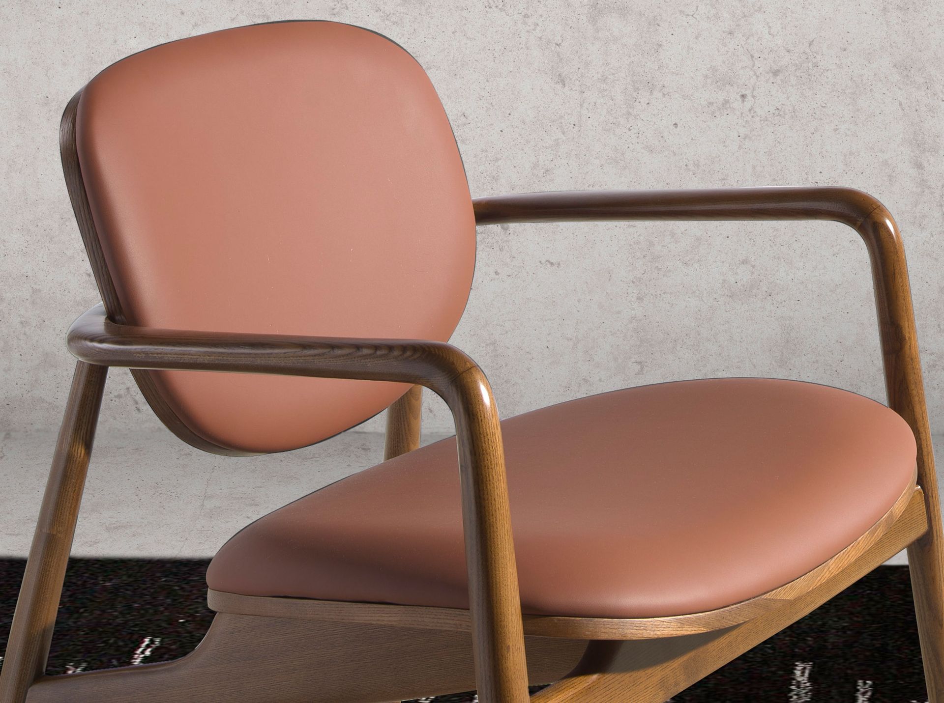 Taupe leatherette and walnut