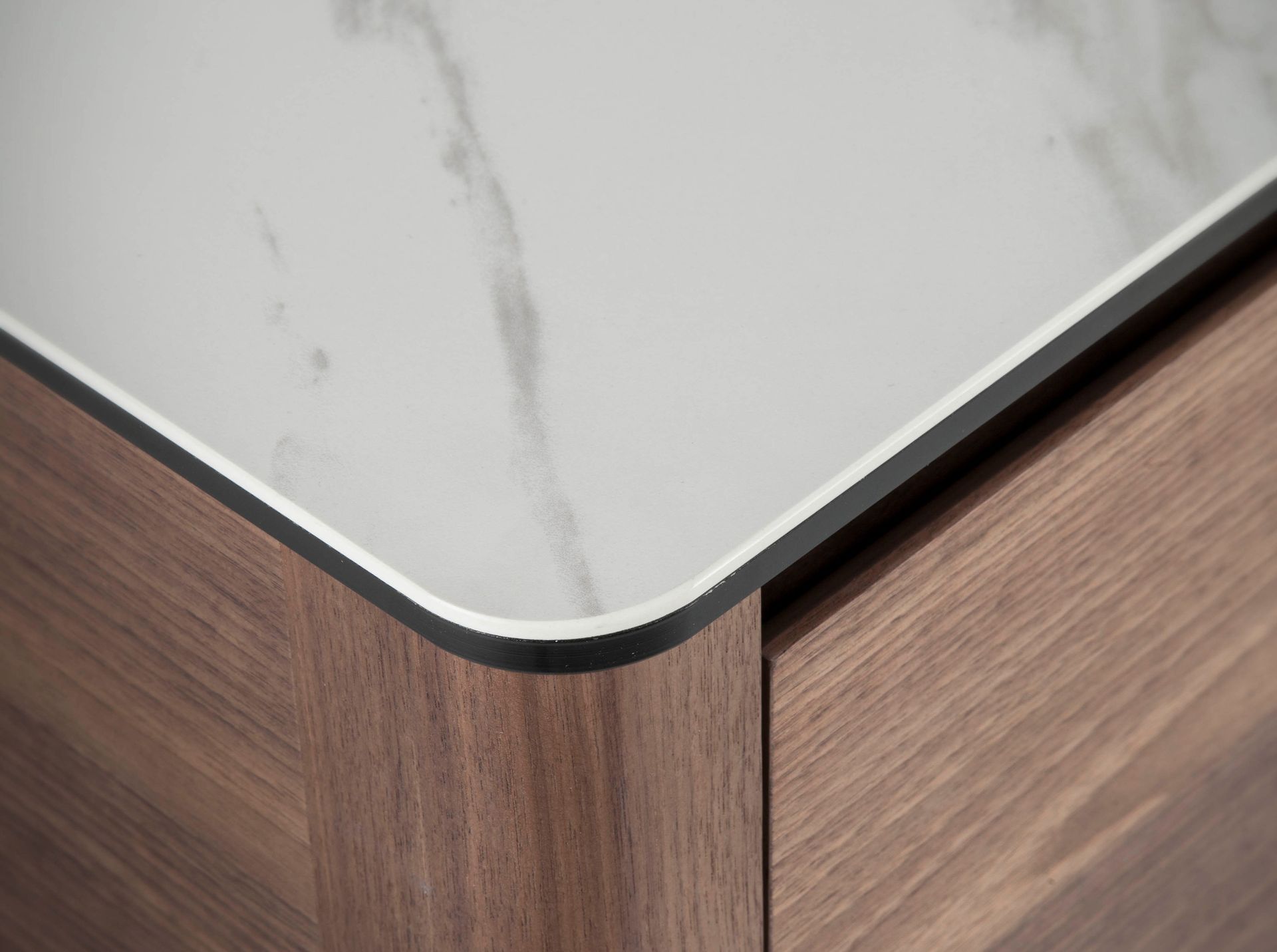 Walnut TV stand with glass top imitation marble