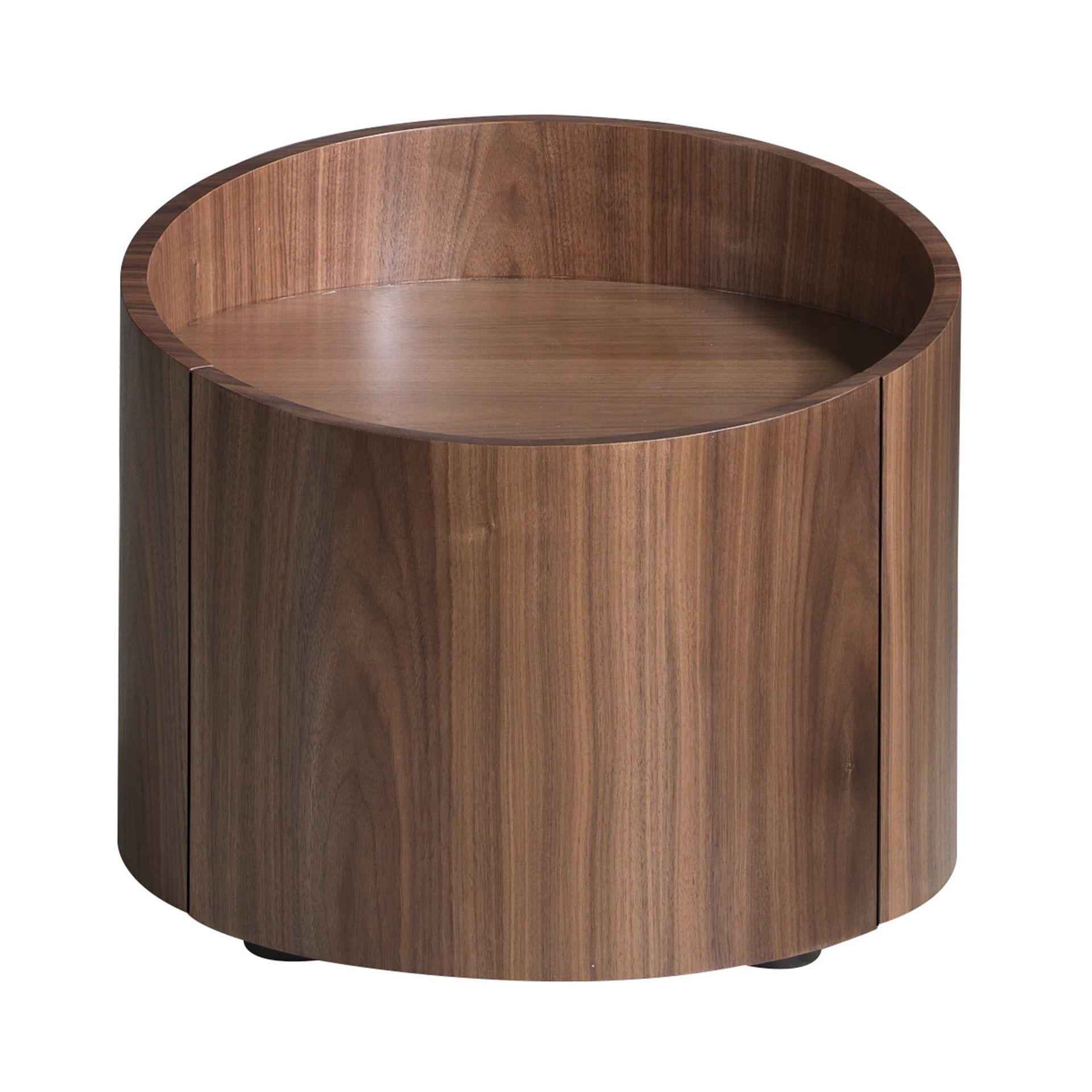 Walnut and black steel bedside table