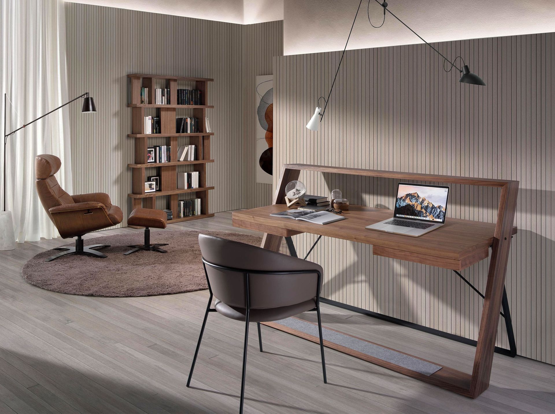 Walnut and black steel desk