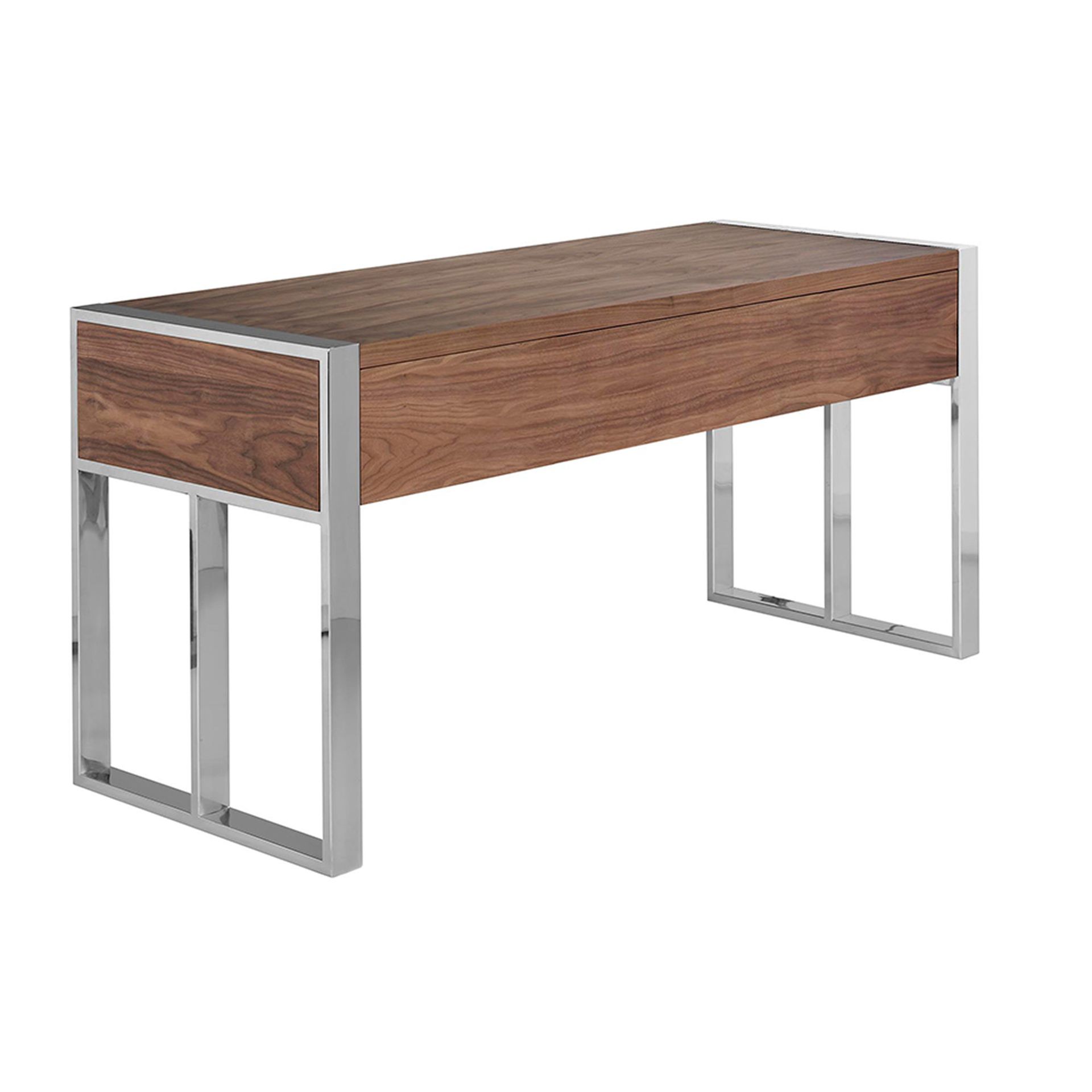 Walnut and chrome-plated steel desk