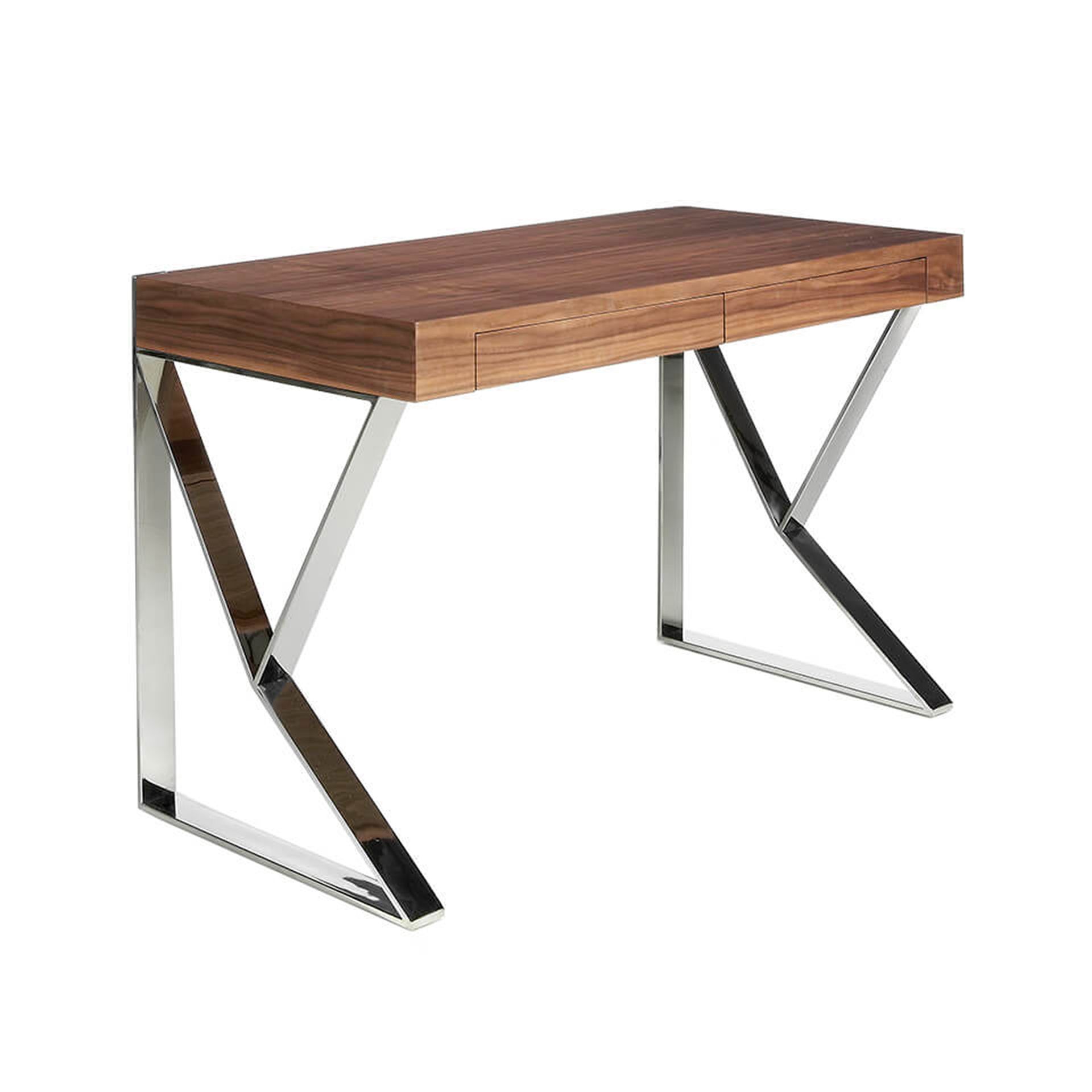 Walnut and chrome-plated steel desk